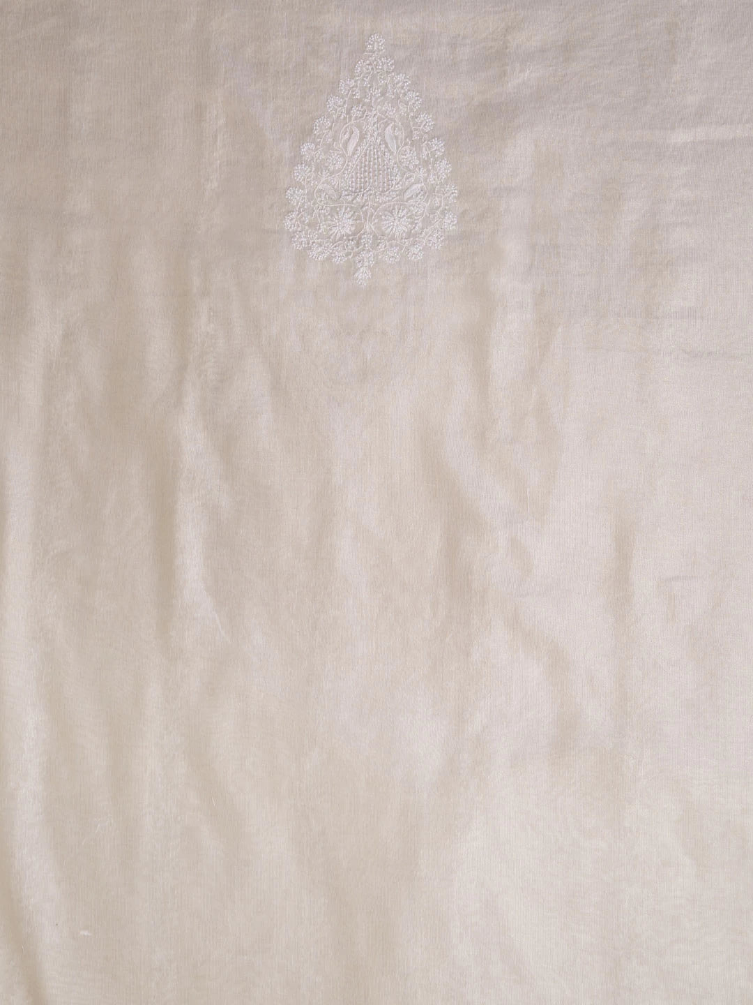 Ada Hand Embroidered Fawn Chanderi Lucknowi Chikankari Unstitched Men's Kurta Piece With Pearl Work 01A408356