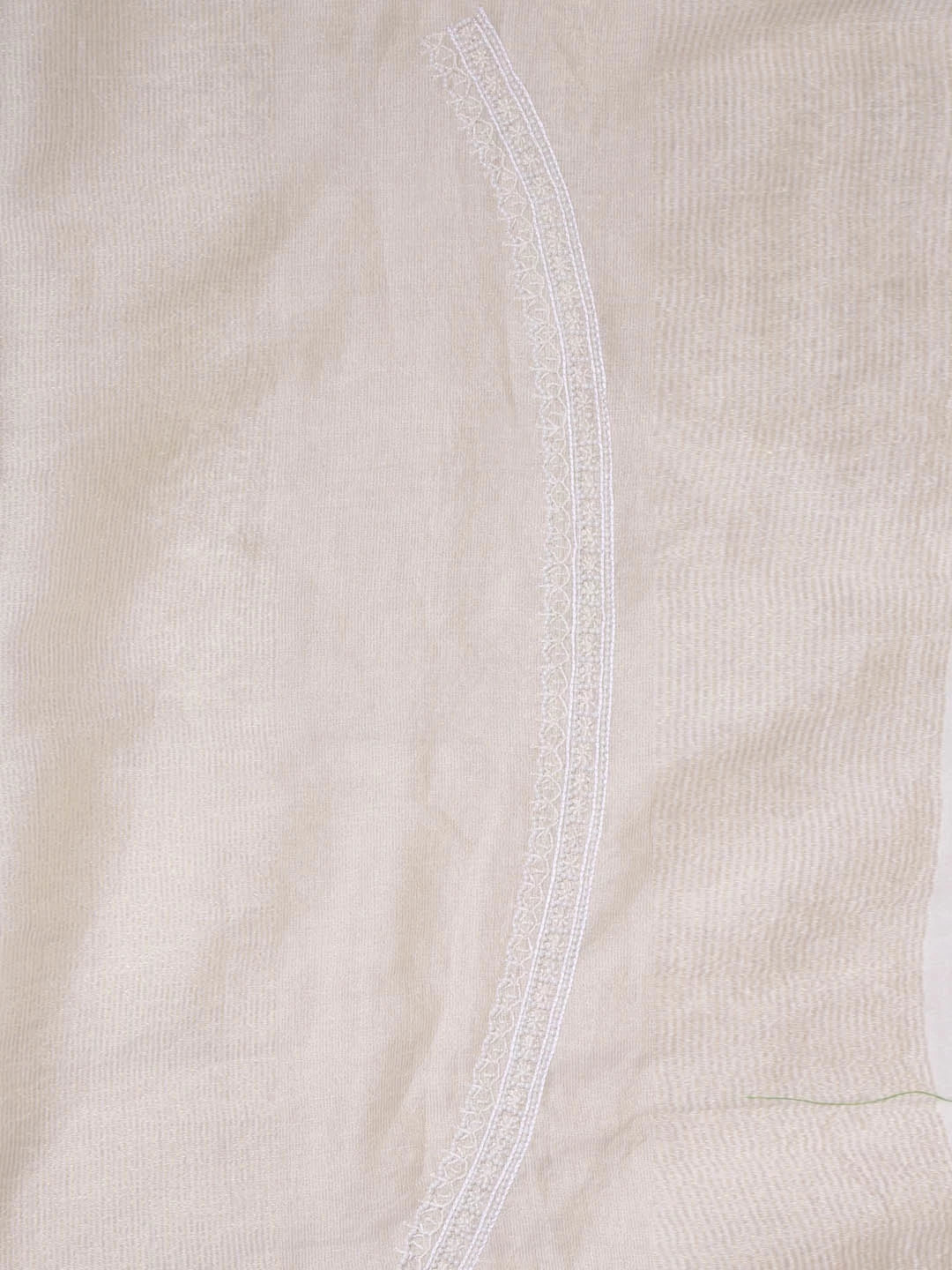 Ada Hand Embroidered Fawn Chanderi Lucknowi Chikankari Unstitched Men's Kurta Piece With Pearl Work 01A408356