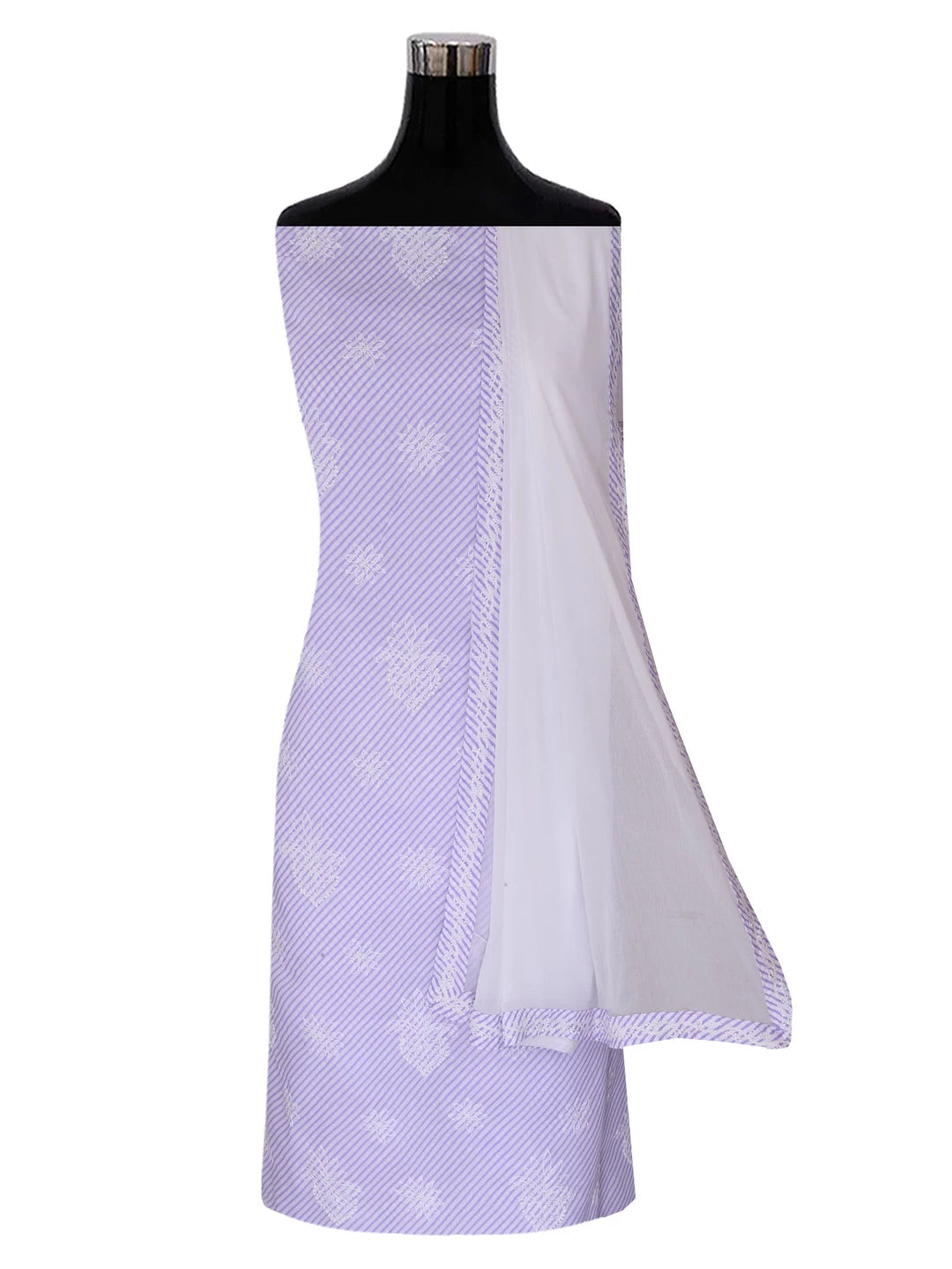 Ada Hand Embroidered Mauve Cotton Lucknowi Chikankari Unstitched Suit Piece 01A370361