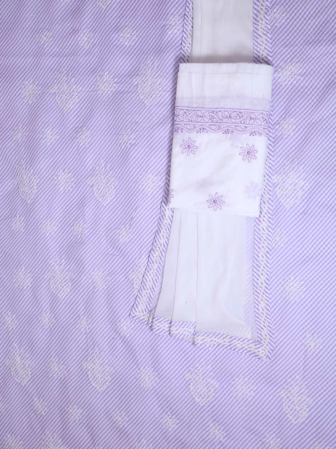 Ada Hand Embroidered Mauve Cotton Lucknowi Chikankari Unstitched Suit Piece 01A370361
