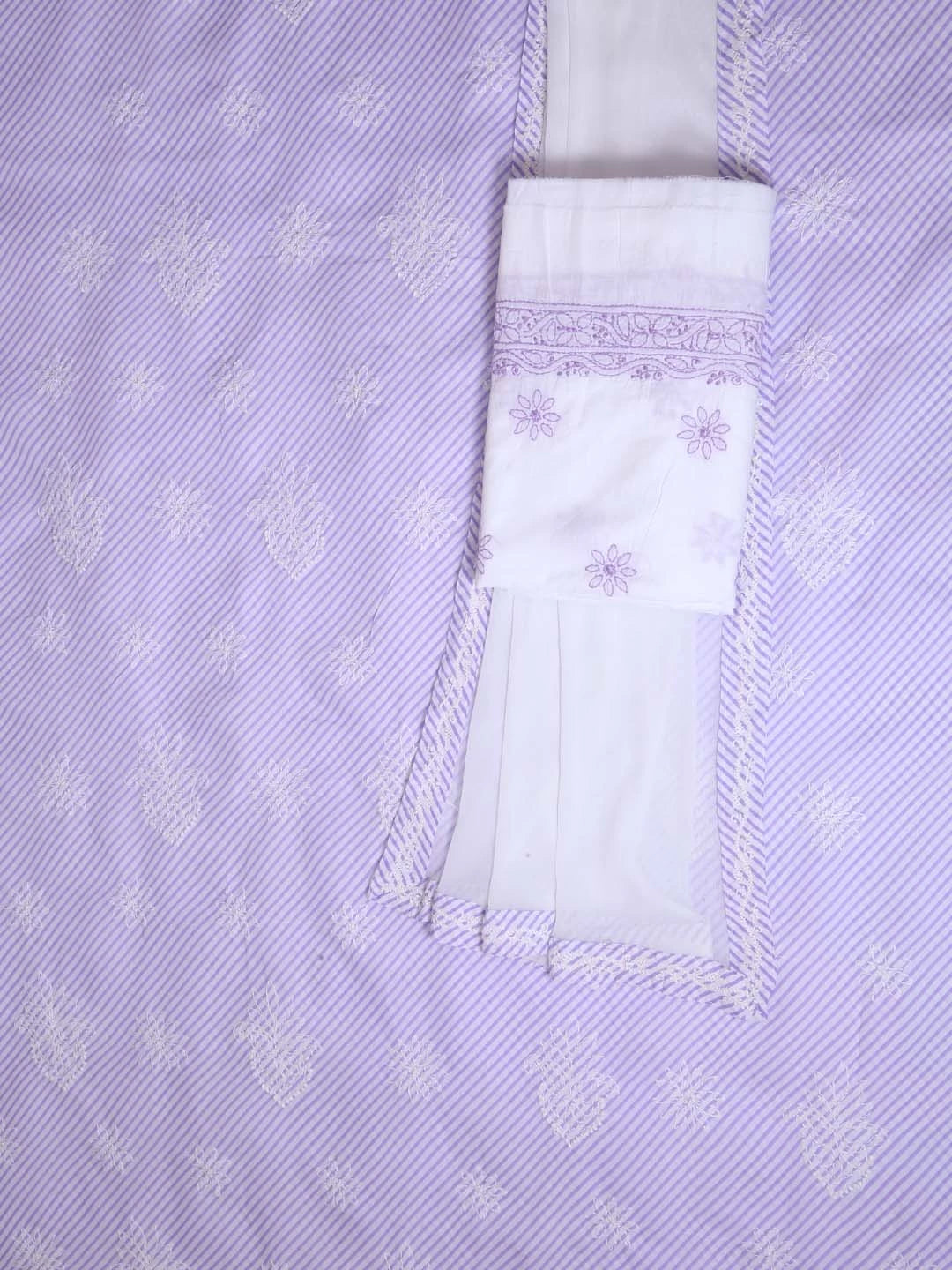 Ada Hand Embroidered Mauve Cotton Lucknowi Chikankari Unstitched Suit Piece 01A370361