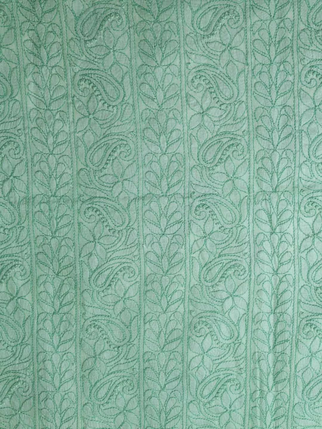 Ada Hand Embroidered Green Silk Lucknowi Chikankari Unstitched Suit Piece 01A344645