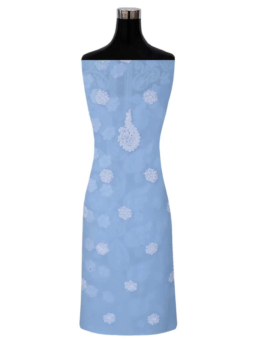 Ada Hand Embroidered Blue Georgette Lucknowi Chikankari Unstitched Suit Piece 01A353182