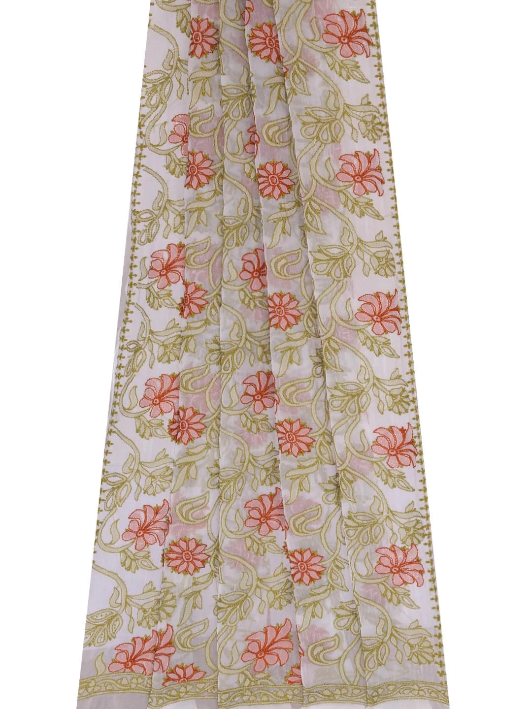 Ada Hand Embroidered Off White Georgette Lucknowi Chikankari Dupatta 01A410242