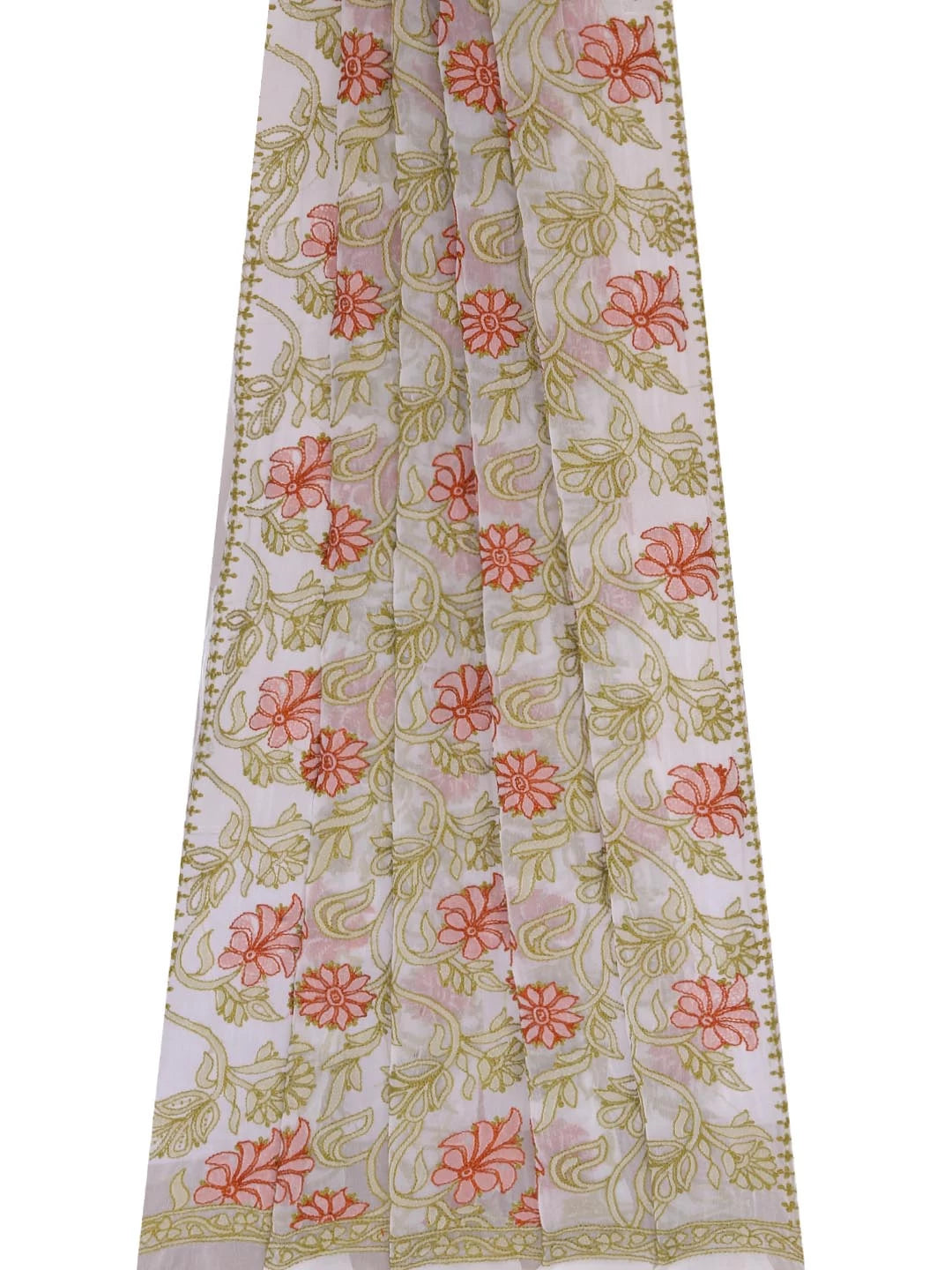 Ada Hand Embroidered Off White Georgette Lucknowi Chikankari Dupatta 01A410242