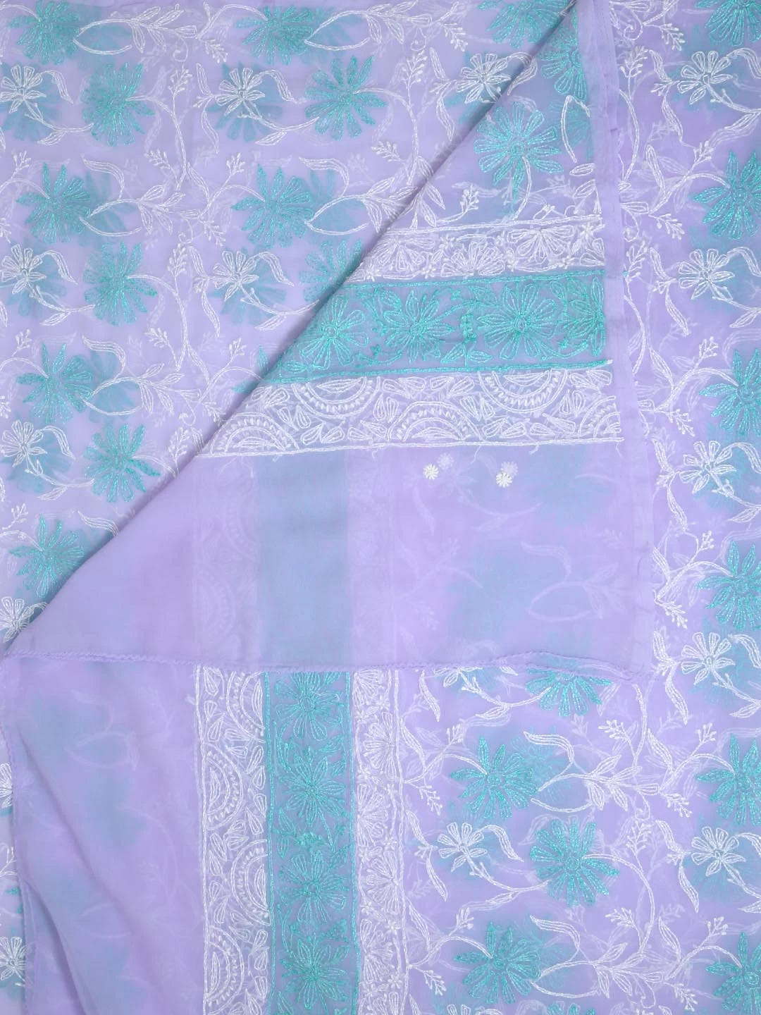 Ada Hand Embroidered Mauve Georgette Lucknowi Chikankari Dupatta 01A410215