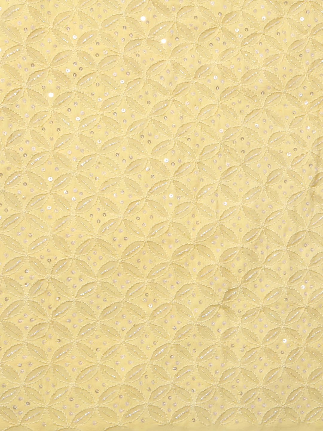 Ada Hand Embroidered Yellow Georgette Lucknow Chikankari Saree/Blouse With Cutdana Work 01A363848
