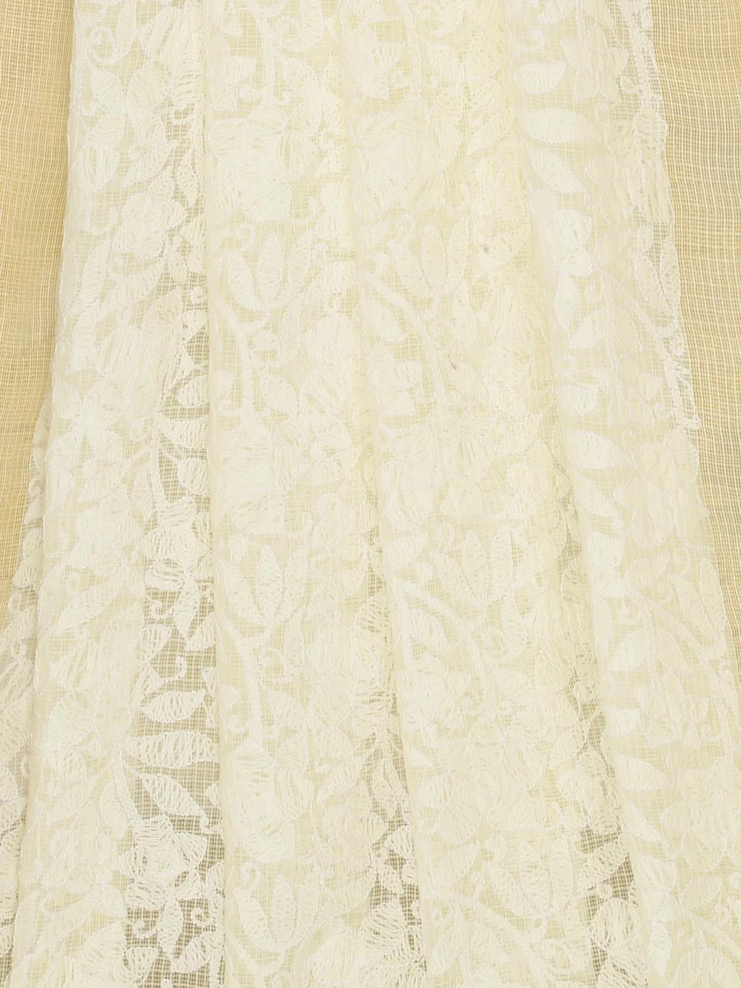 Ada Hand Embroidered Lemon Kota Lucknowi Chikankari Dupatta 01A185762