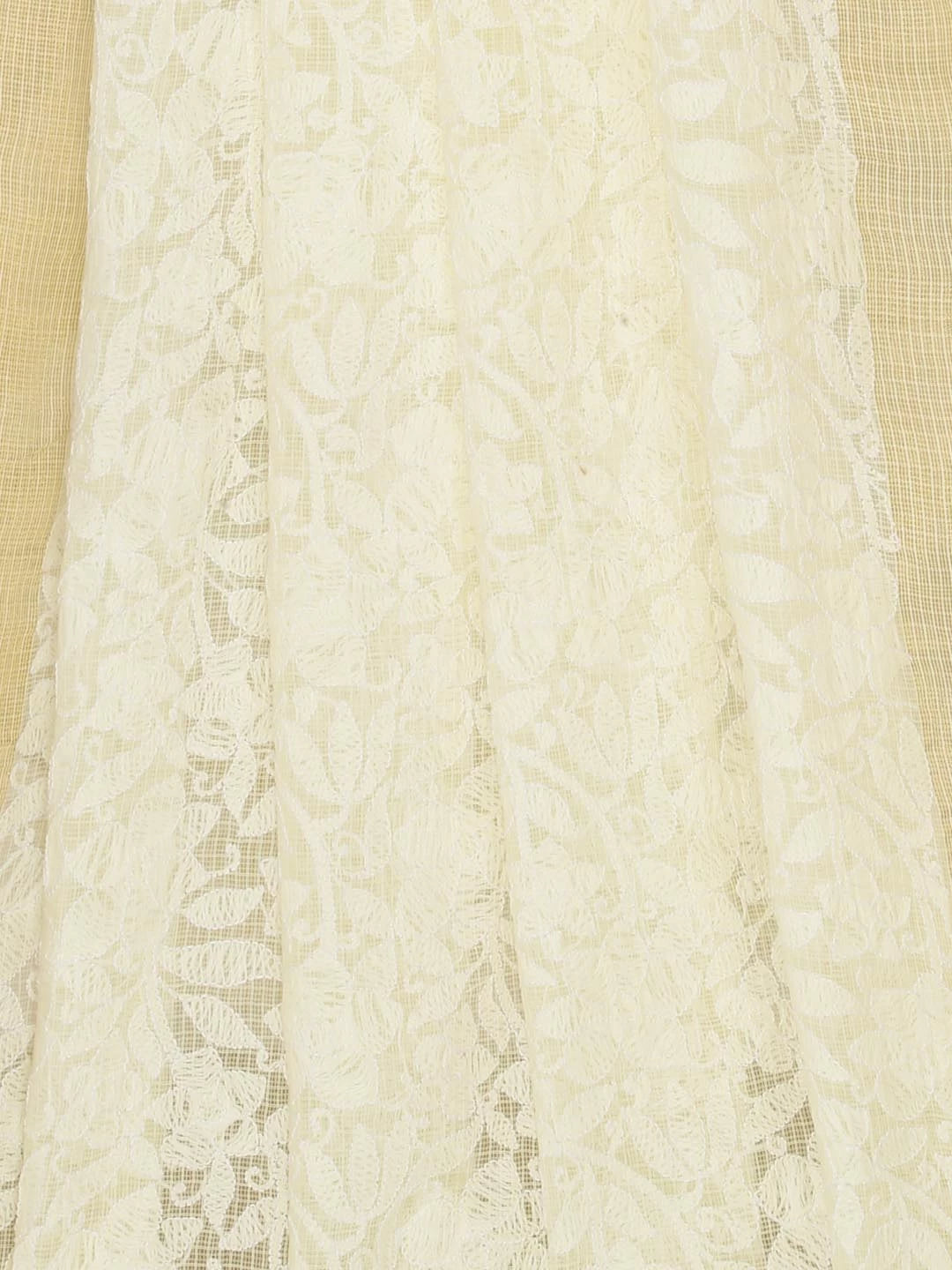 Ada Hand Embroidered Lemon Kota Lucknowi Chikankari Dupatta 01A185762
