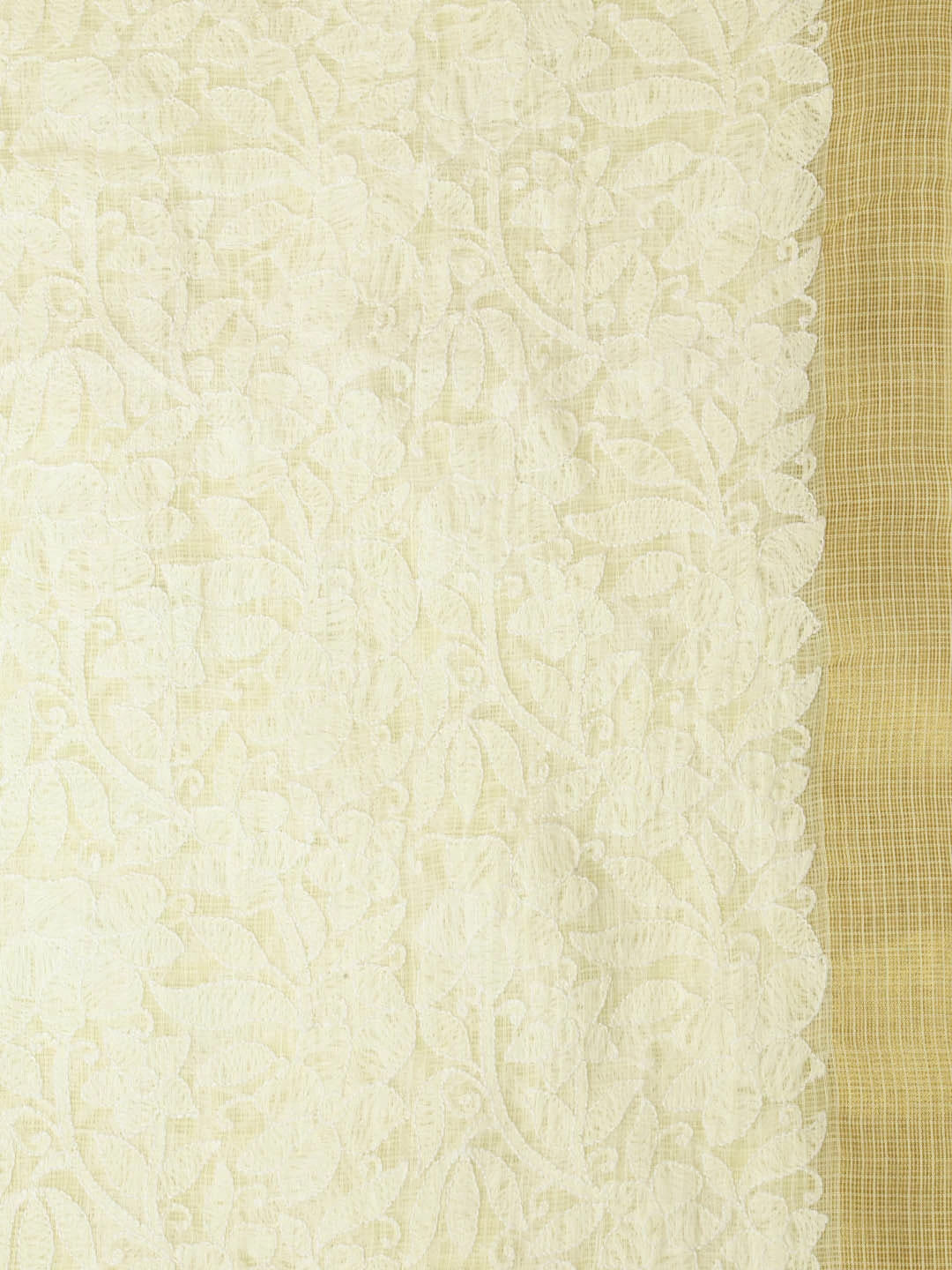 Ada Hand Embroidered Lemon Kota Lucknowi Chikankari Dupatta 01A185762