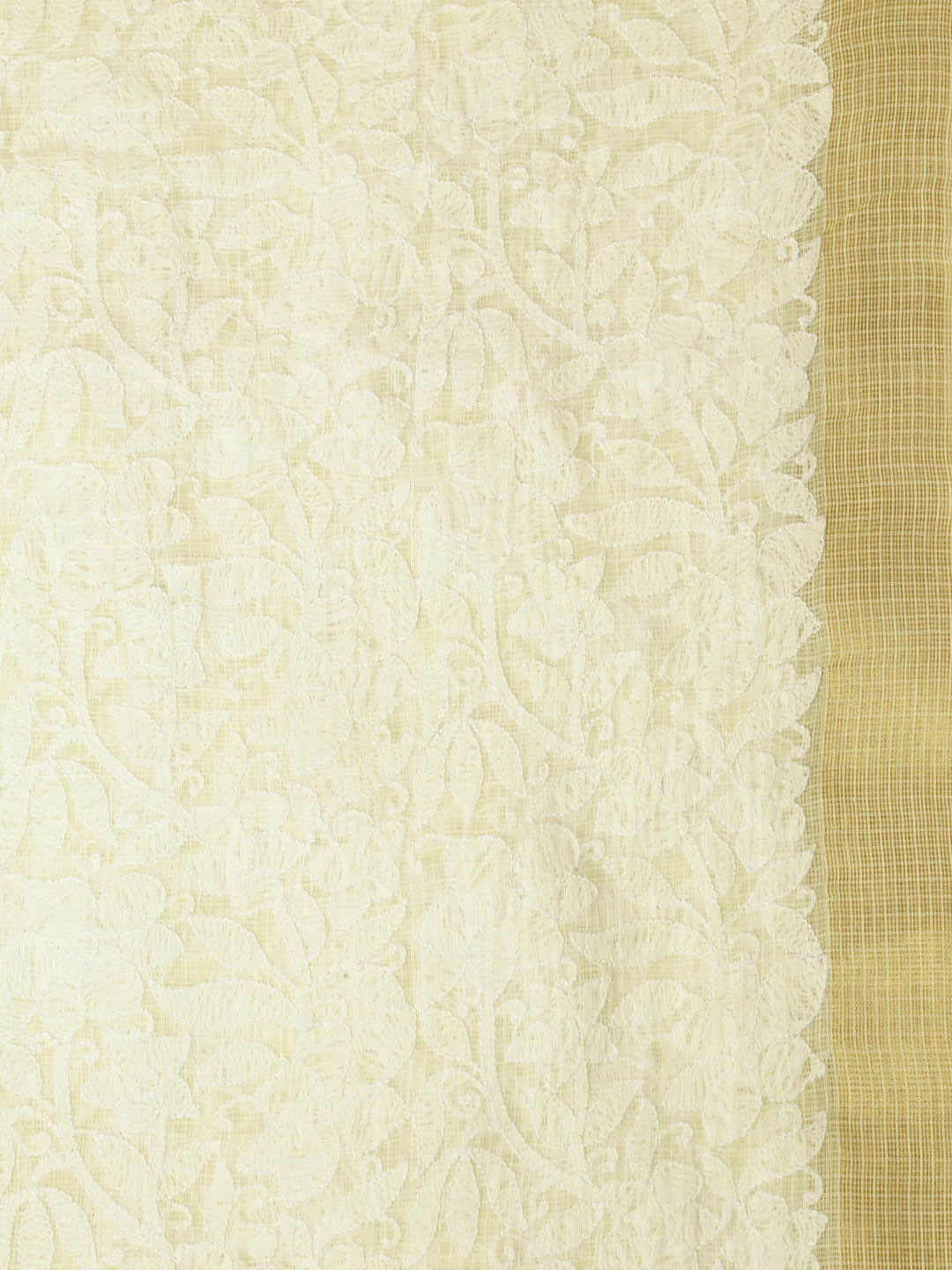 Ada Hand Embroidered Lemon Kota Lucknowi Chikankari Dupatta 01A185762