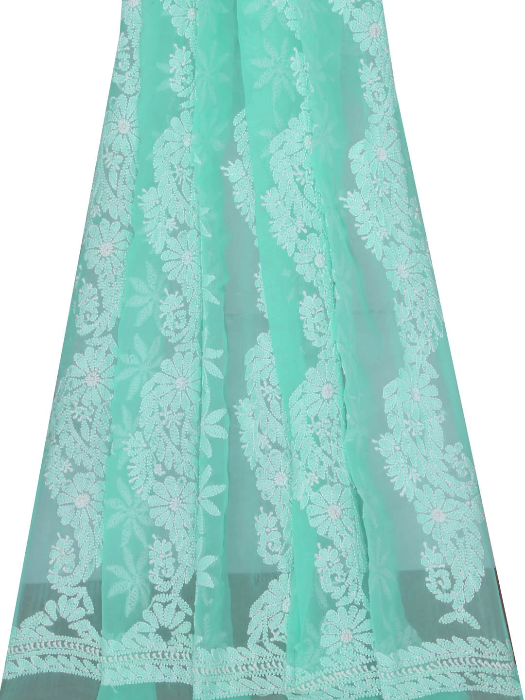 Ada Hand Embroidered Sea Green Georgette Lucknowi Chikankari Dupatta 01A400593