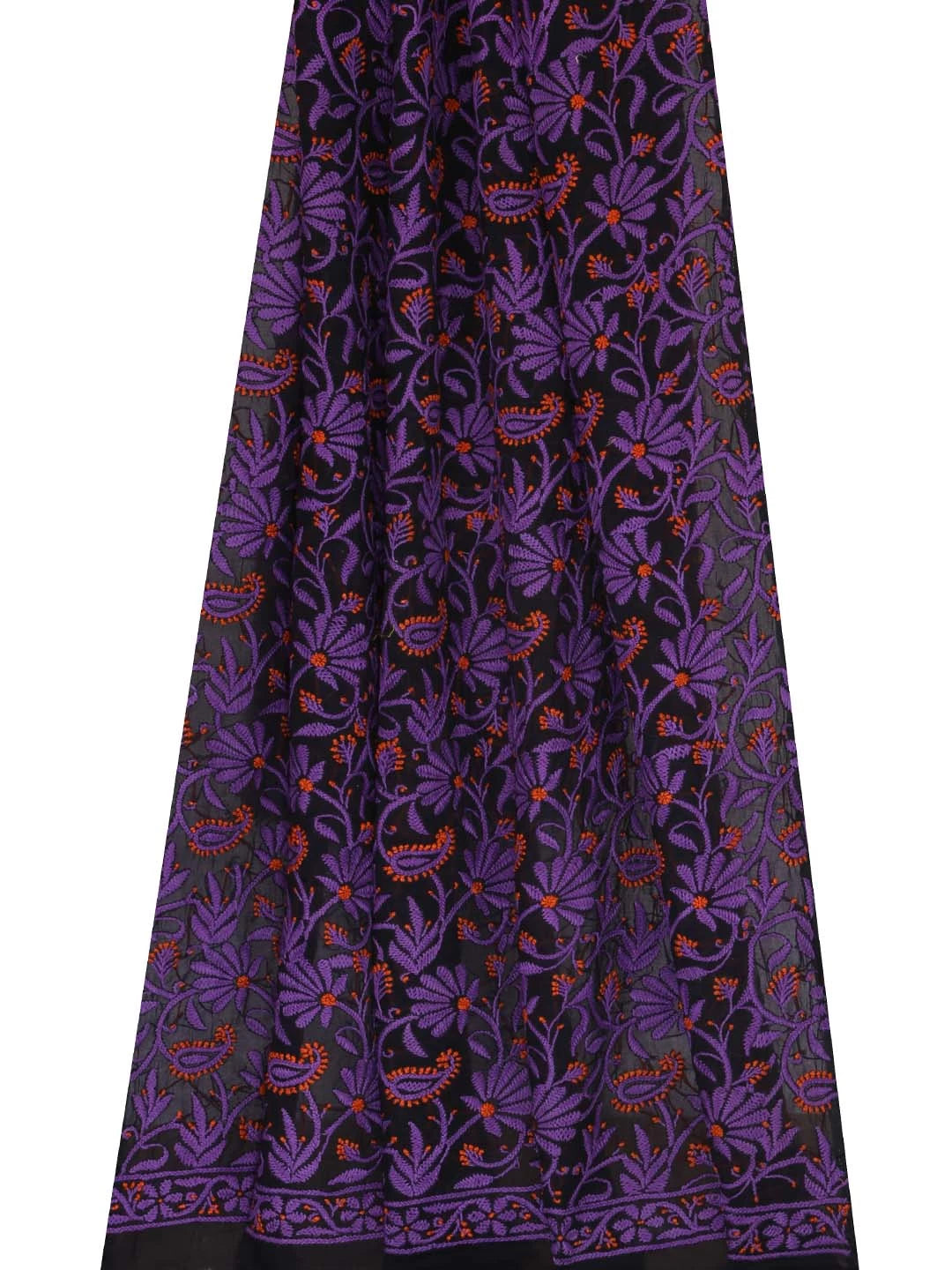Ada Hand Embroidered Black Cotton Lucknowi Chikankari Dupatta 01A192715