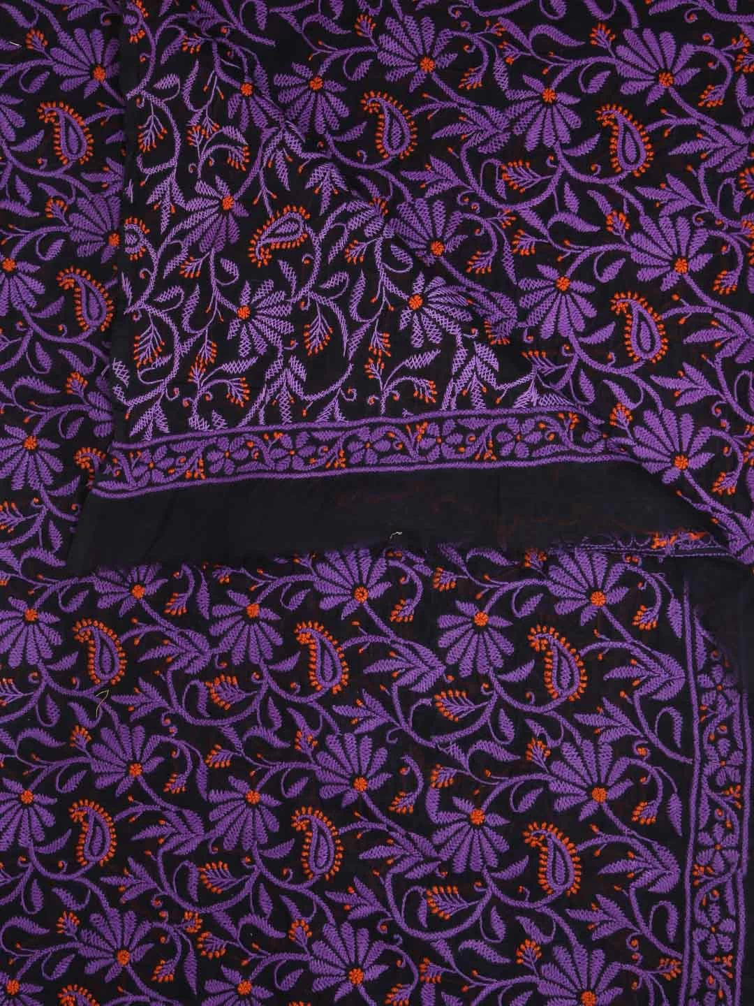 Ada Hand Embroidered Black Cotton Lucknowi Chikankari Dupatta 01A192715