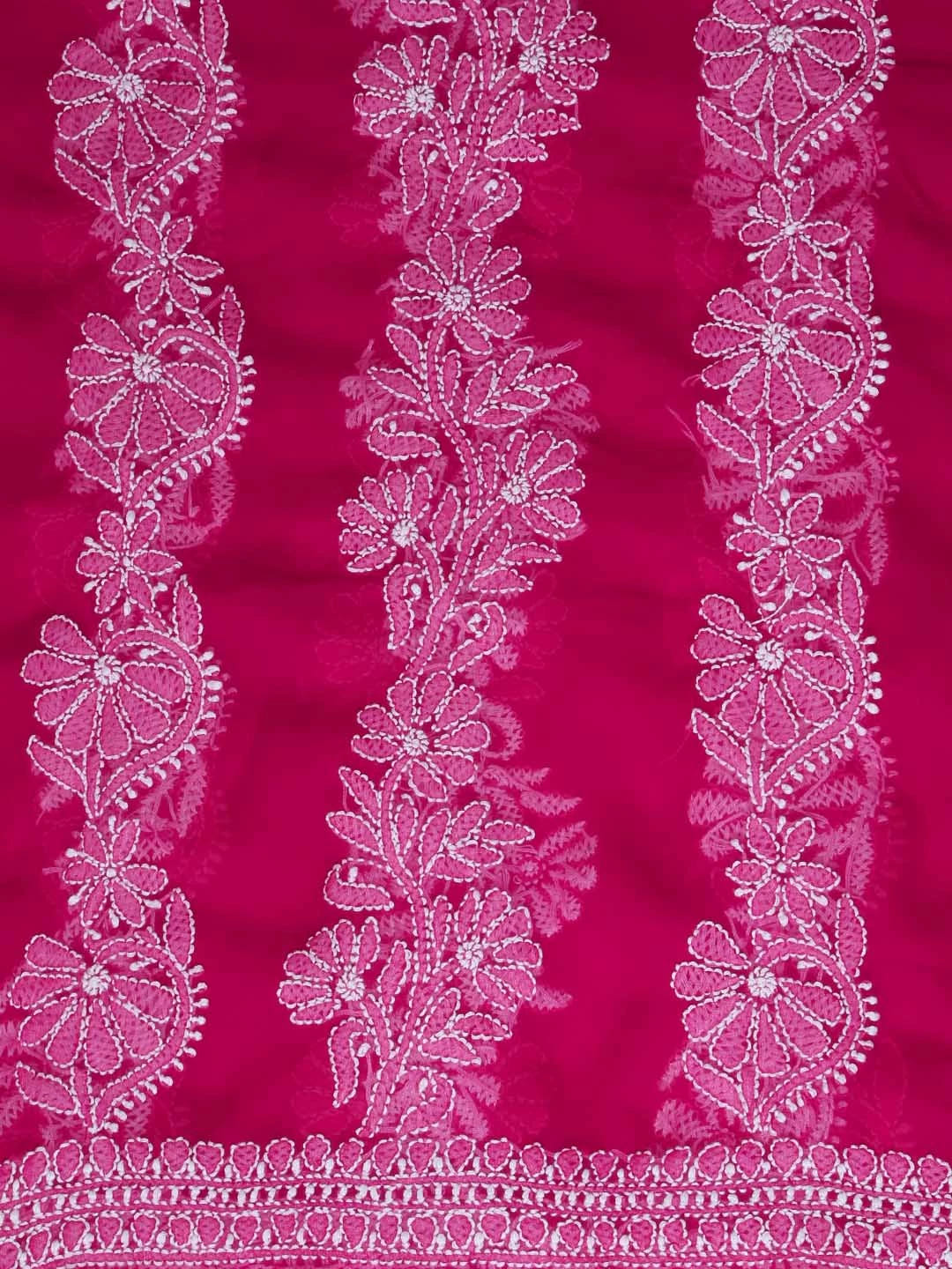 Ada Hand Embroidered Magenta Georgette Lucknowi Chikankari Dupatta 01A374585