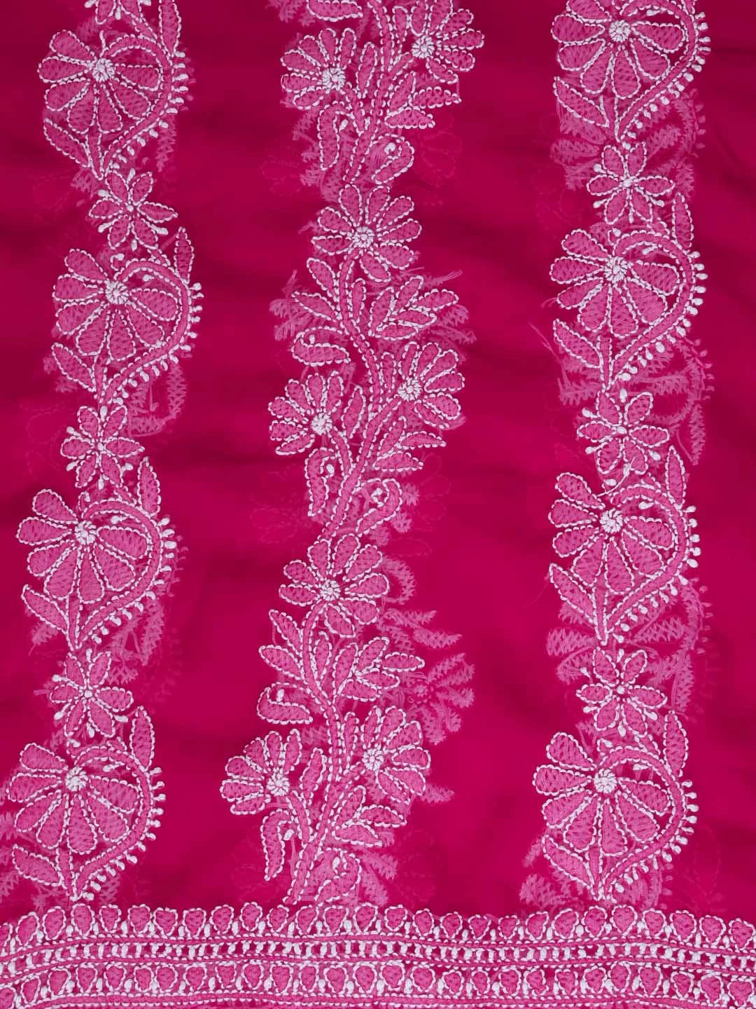 Ada Hand Embroidered Magenta Georgette Lucknowi Chikankari Dupatta 01A374585