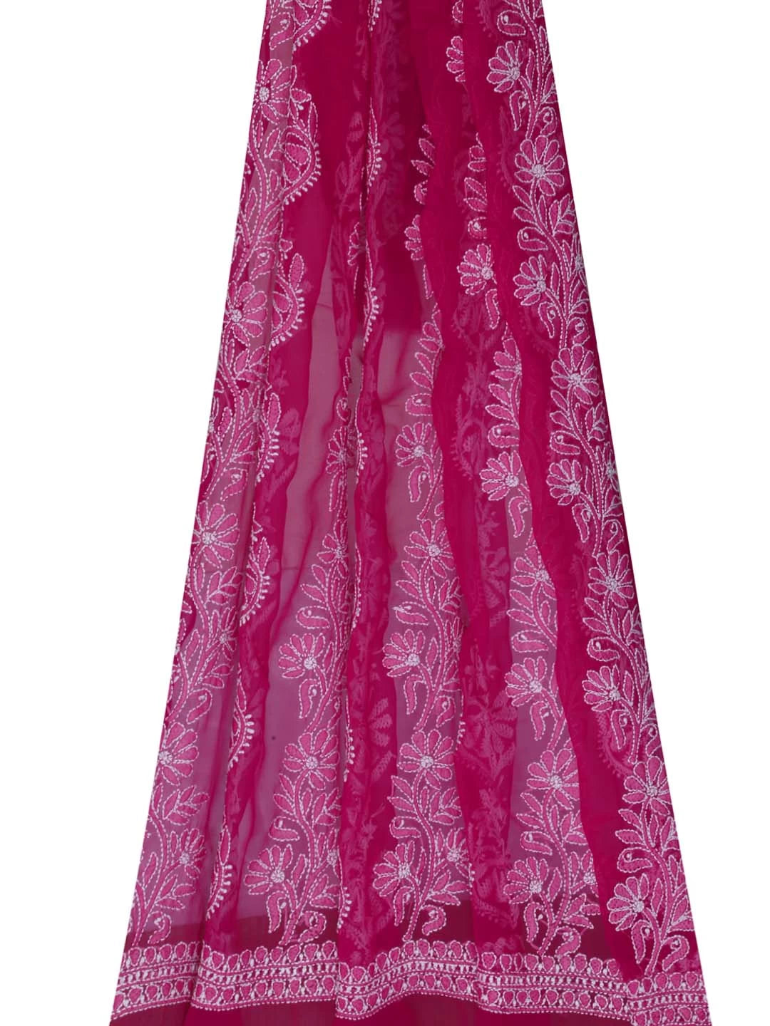 Ada Hand Embroidered Magenta Georgette Lucknowi Chikankari Dupatta 01A374585