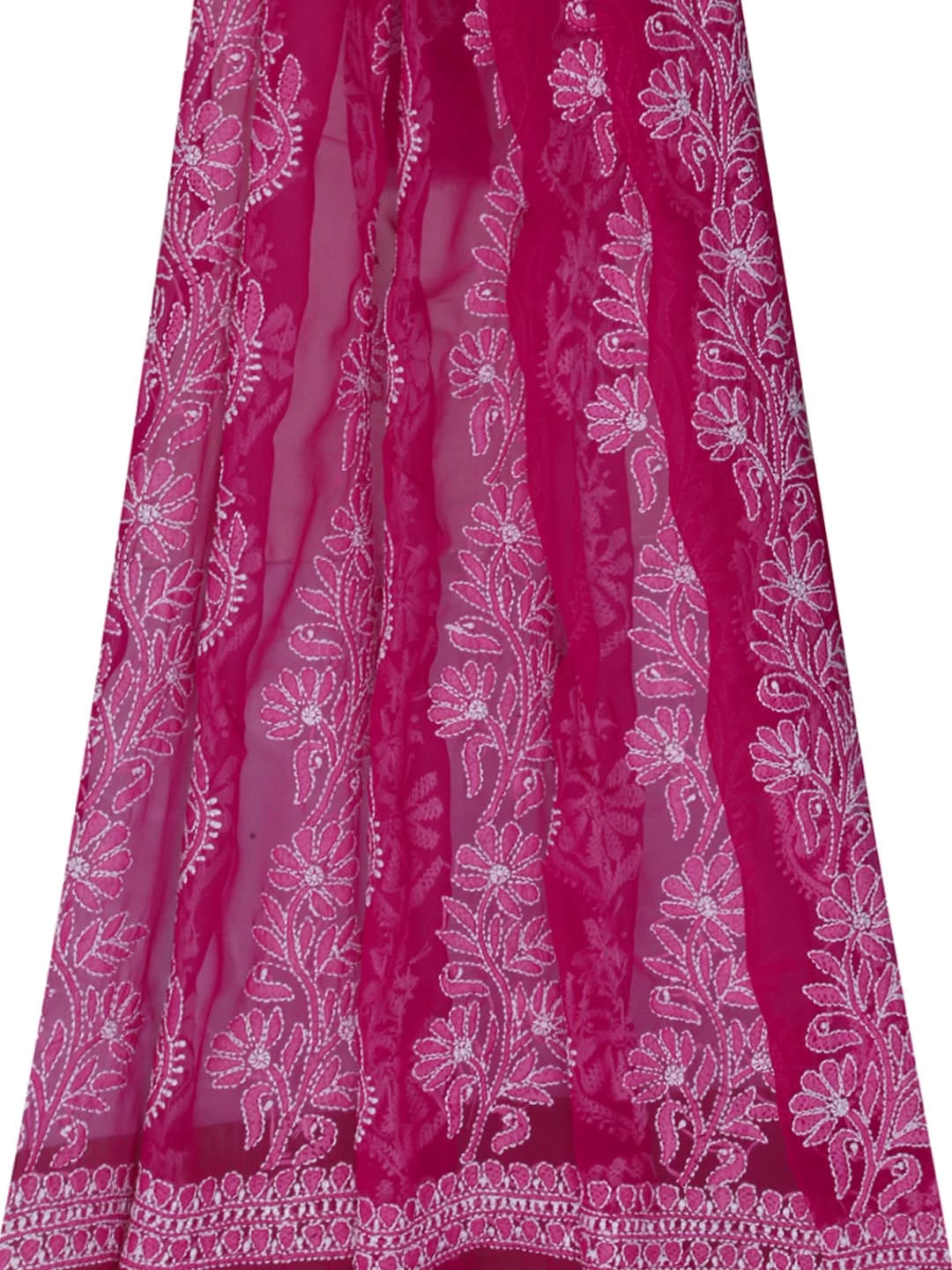 Ada Hand Embroidered Magenta Georgette Lucknowi Chikankari Dupatta 01A374585