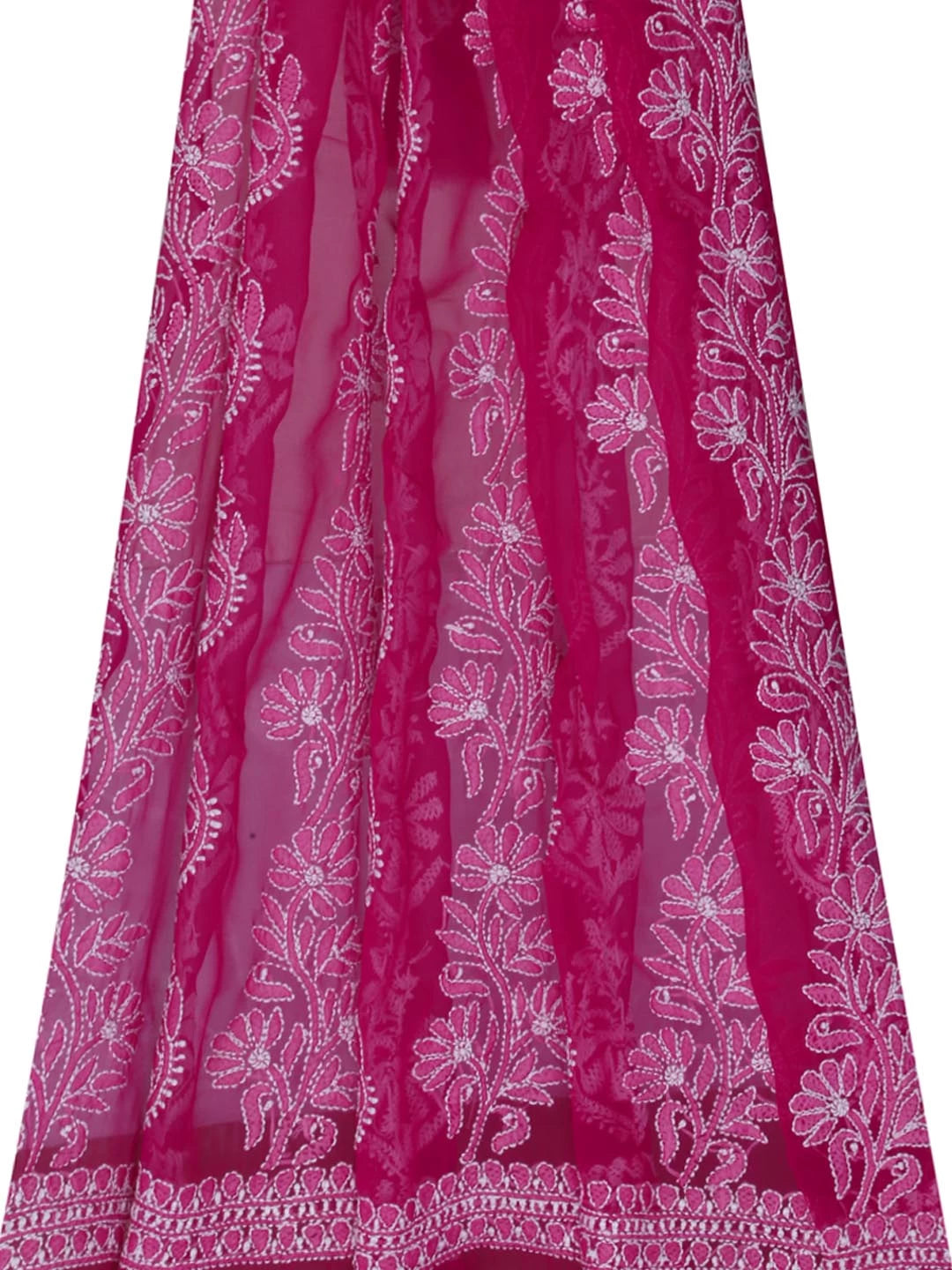 Ada Hand Embroidered Magenta Georgette Lucknowi Chikankari Dupatta 01A374585