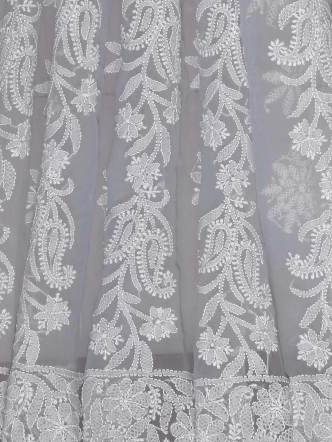 Ada Hand Embroidered Grey Georgette Lucknowi Chikankari Dupatta 01A374579