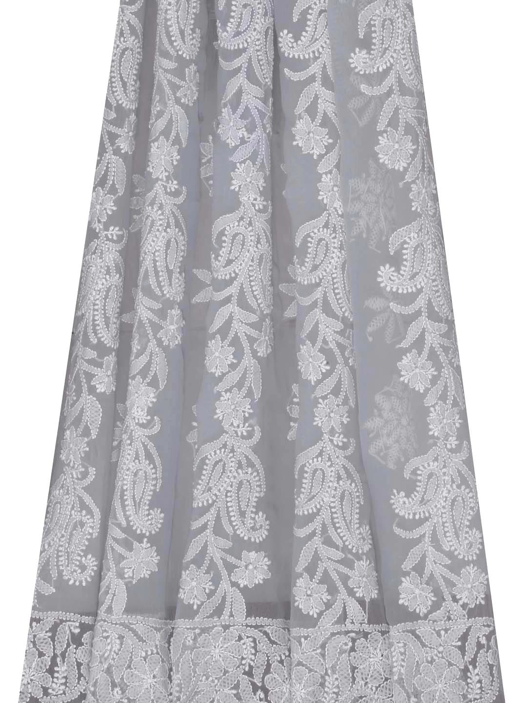 Ada Hand Embroidered Grey Georgette Lucknowi Chikankari Dupatta 01A374579