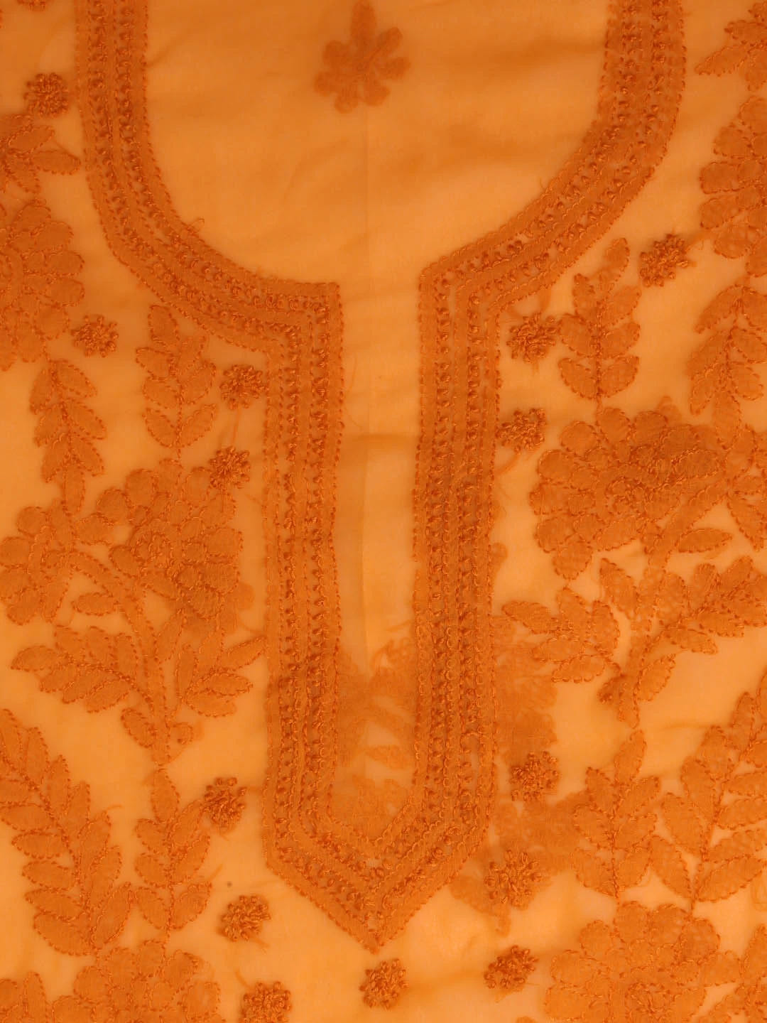 Ada Hand Embroidered Mustard Georgette Lucknowi Chikankari Unstitched Suit Piece A211264