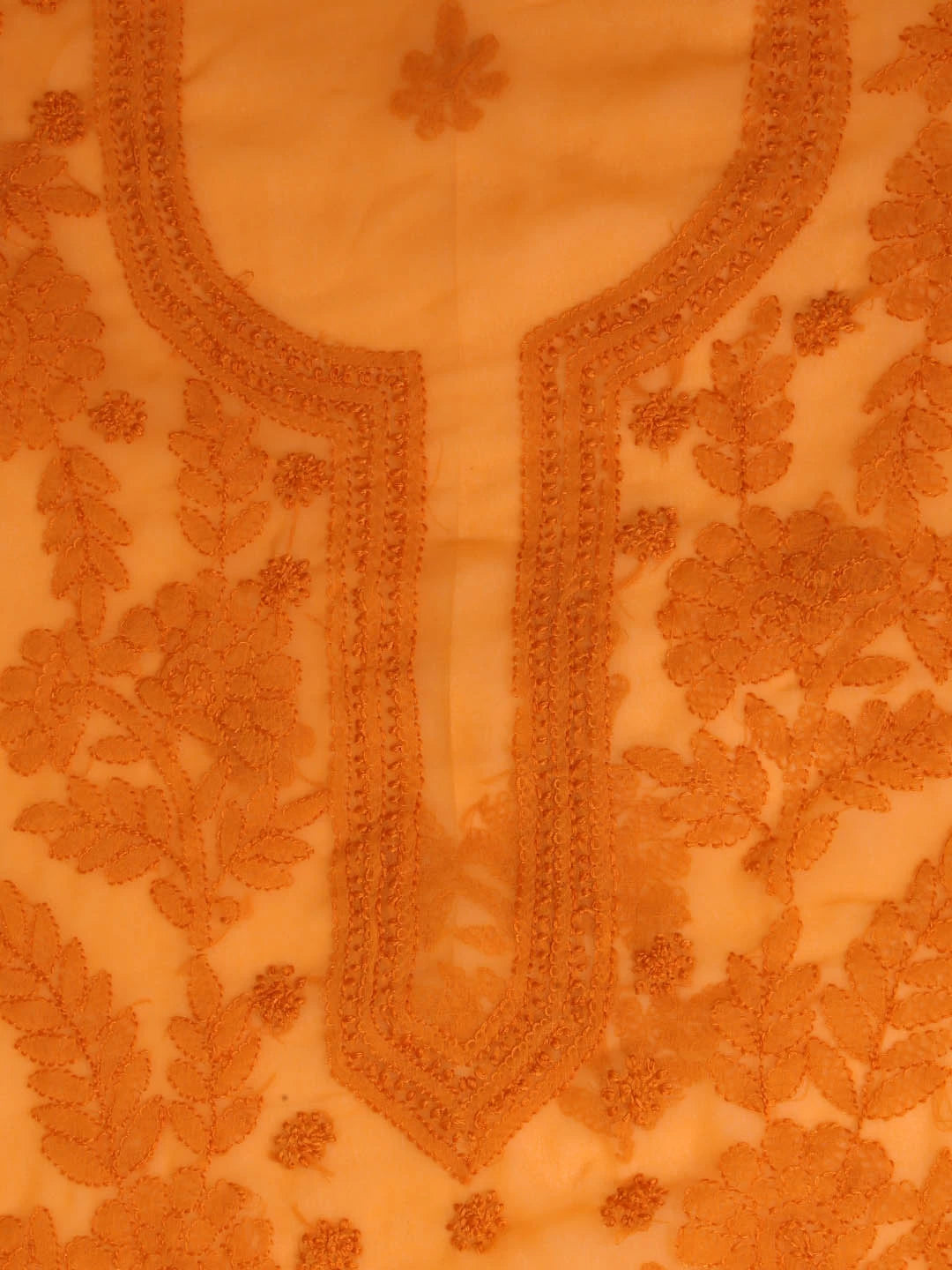 Ada Hand Embroidered Mustard Georgette Lucknowi Chikankari Unstitched Suit Piece A211264