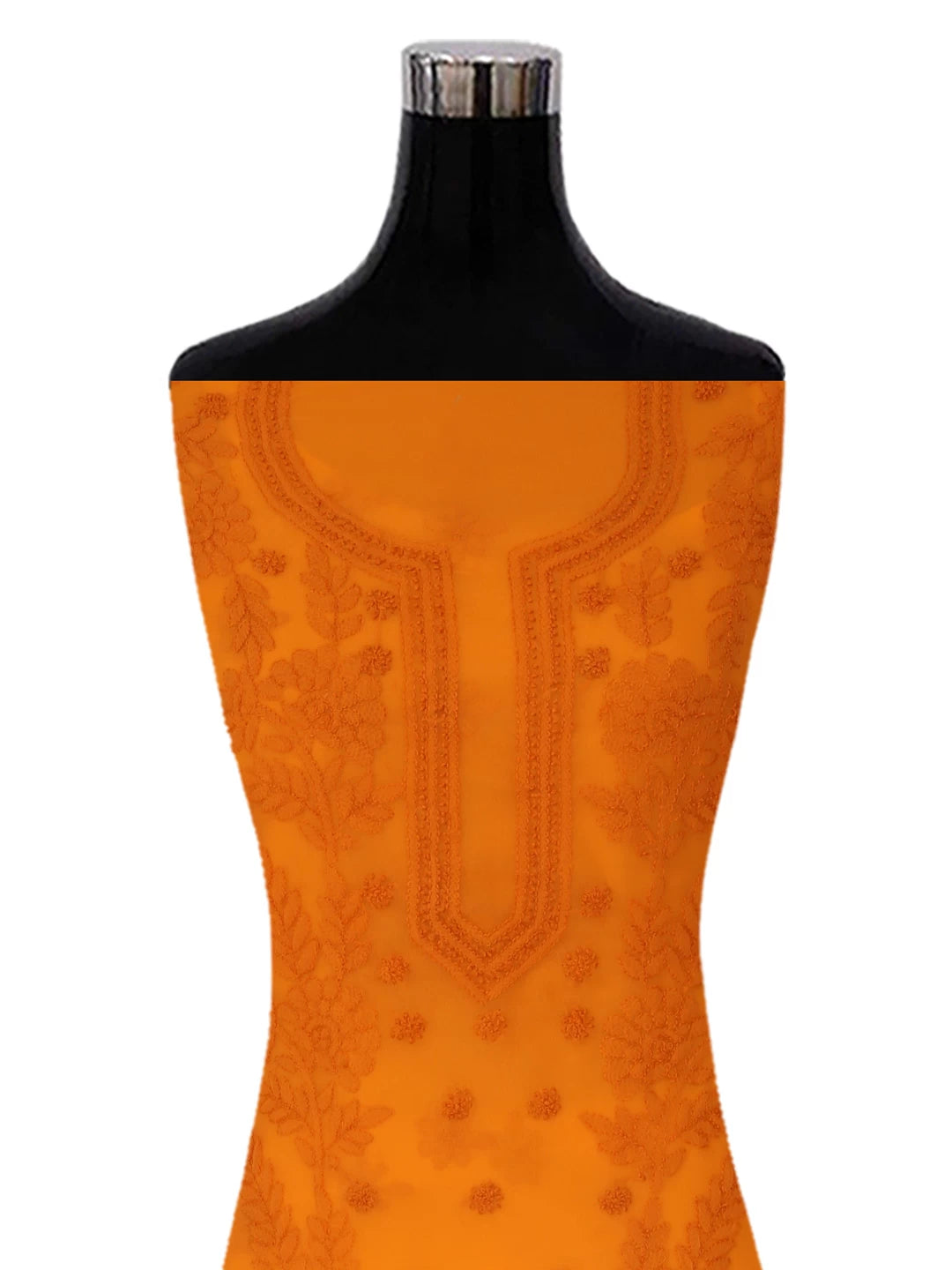 Ada Hand Embroidered Mustard Georgette Lucknowi Chikankari Unstitched Suit Piece A211264