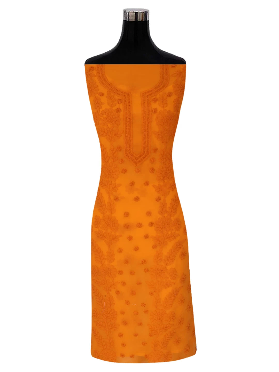 Ada Hand Embroidered Mustard Georgette Lucknowi Chikankari Unstitched Suit Piece A211264