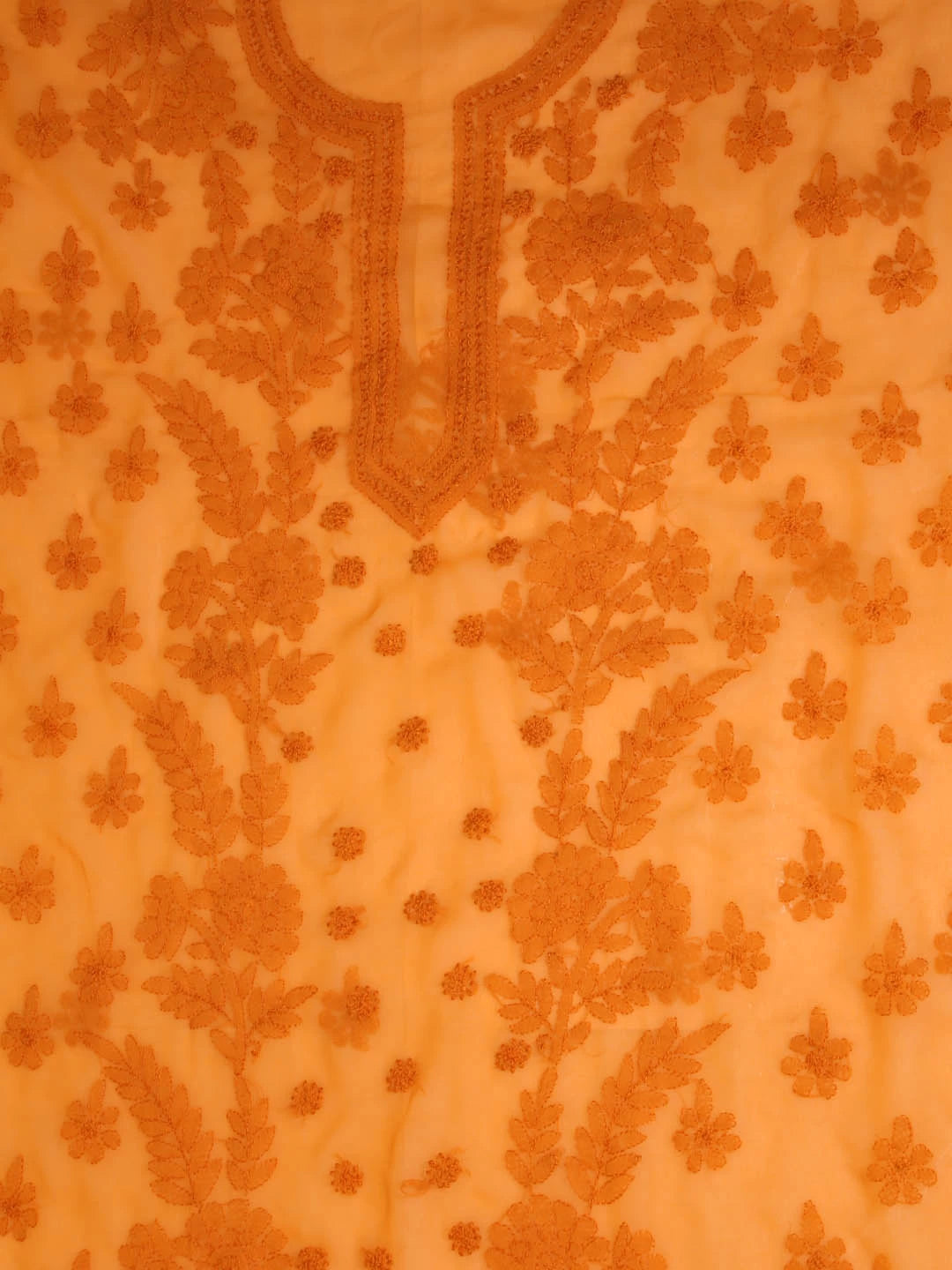 Ada Hand Embroidered Mustard Georgette Lucknowi Chikankari Unstitched Suit Piece A211264