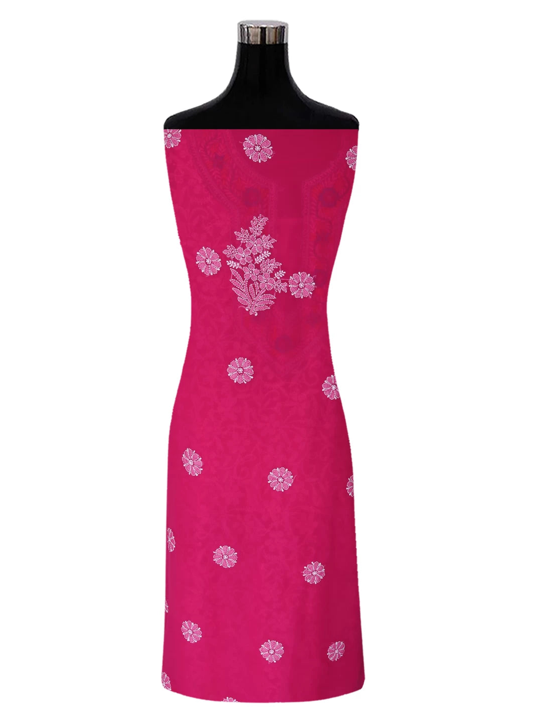 Ada Hand Embroidered Magenta Georgette Lucknowi Chikankari Unstitched Suit Piece with Parsi Work A211259