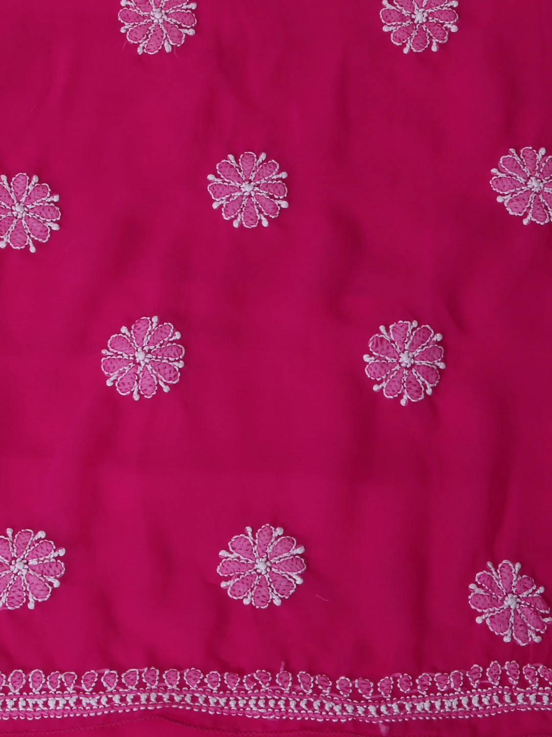 Ada Hand Embroidered Magenta Georgette Lucknowi Chikankari Unstitched Suit Piece with Parsi Work A211259
