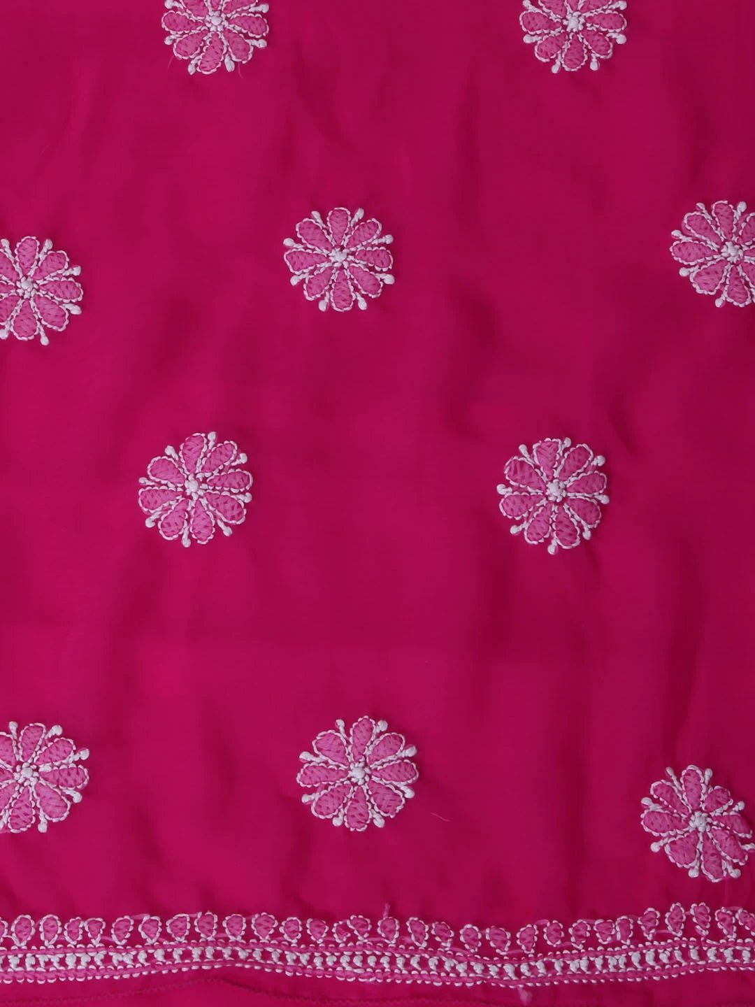 Ada Hand Embroidered Magenta Georgette Lucknowi Chikankari Unstitched Suit Piece with Parsi Work A211259