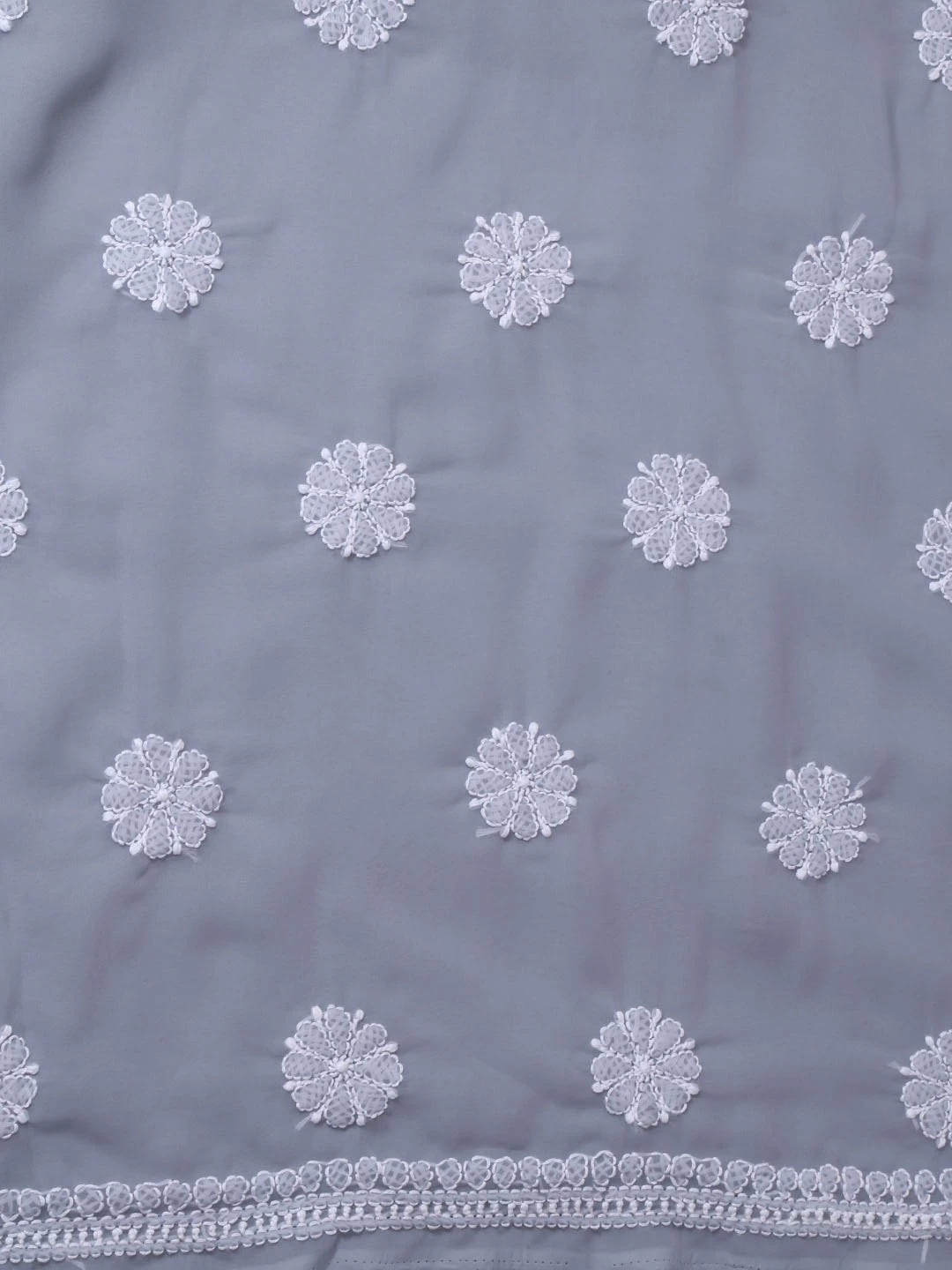 Ada Hand Embroidered Grey Georgette Lucknowi Chikankari Unstitched Suit Piece with Parsi Work A211262
