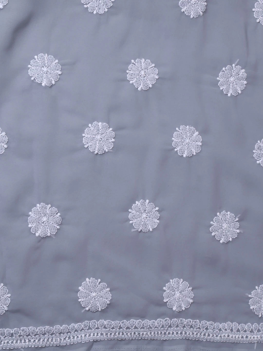 Ada Hand Embroidered Grey Georgette Lucknowi Chikankari Unstitched Suit Piece with Parsi Work A211262