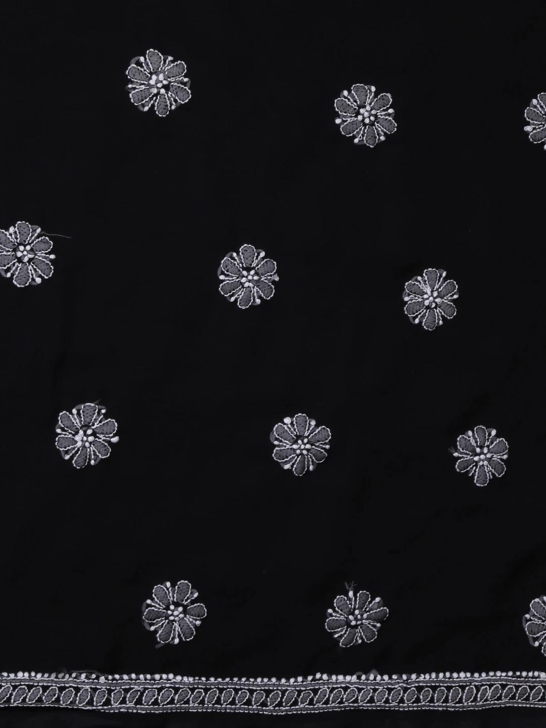 Ada Hand Embroidered Black Georgette Lucknowi Chikankari Unstitched Suit Piece With Parsi Work A211260