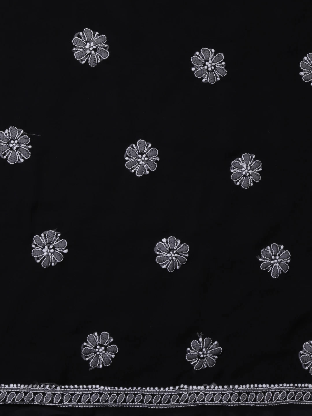 Ada Hand Embroidered Black Georgette Lucknowi Chikankari Unstitched Suit Piece With Parsi Work A211260