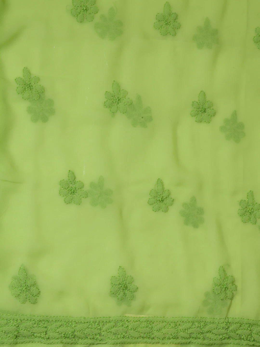 Ada Hand Embroidered Green Georgette Lucknowi Chikankari Unstitched Suit Piece A211263