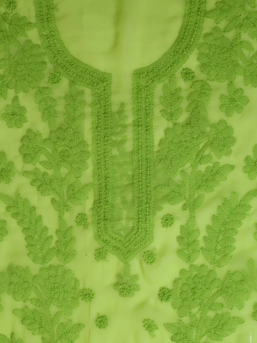 Ada Hand Embroidered Green Georgette Lucknowi Chikankari Unstitched Suit Piece A211263