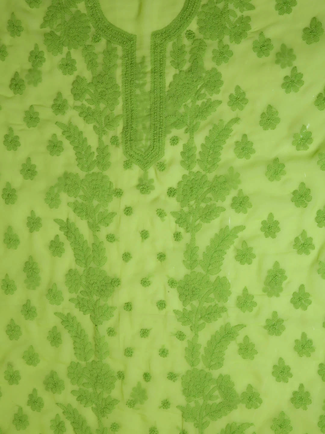 Ada Hand Embroidered Green Georgette Lucknowi Chikankari Unstitched Suit Piece A211263