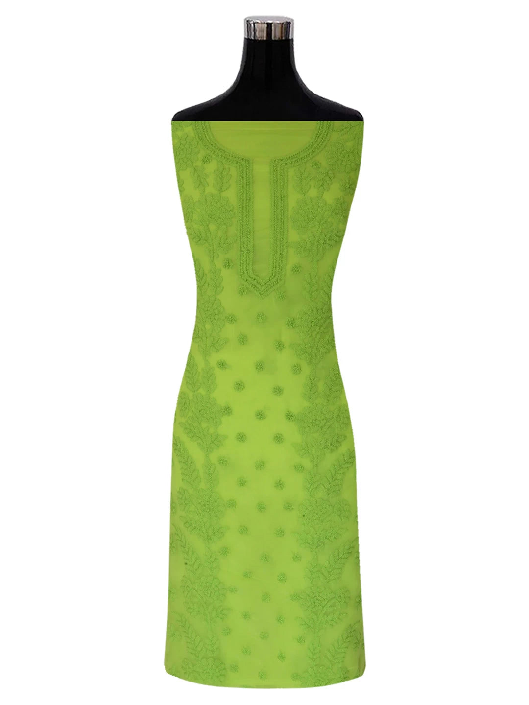 Ada Hand Embroidered Green Georgette Lucknowi Chikankari Unstitched Suit Piece A211263