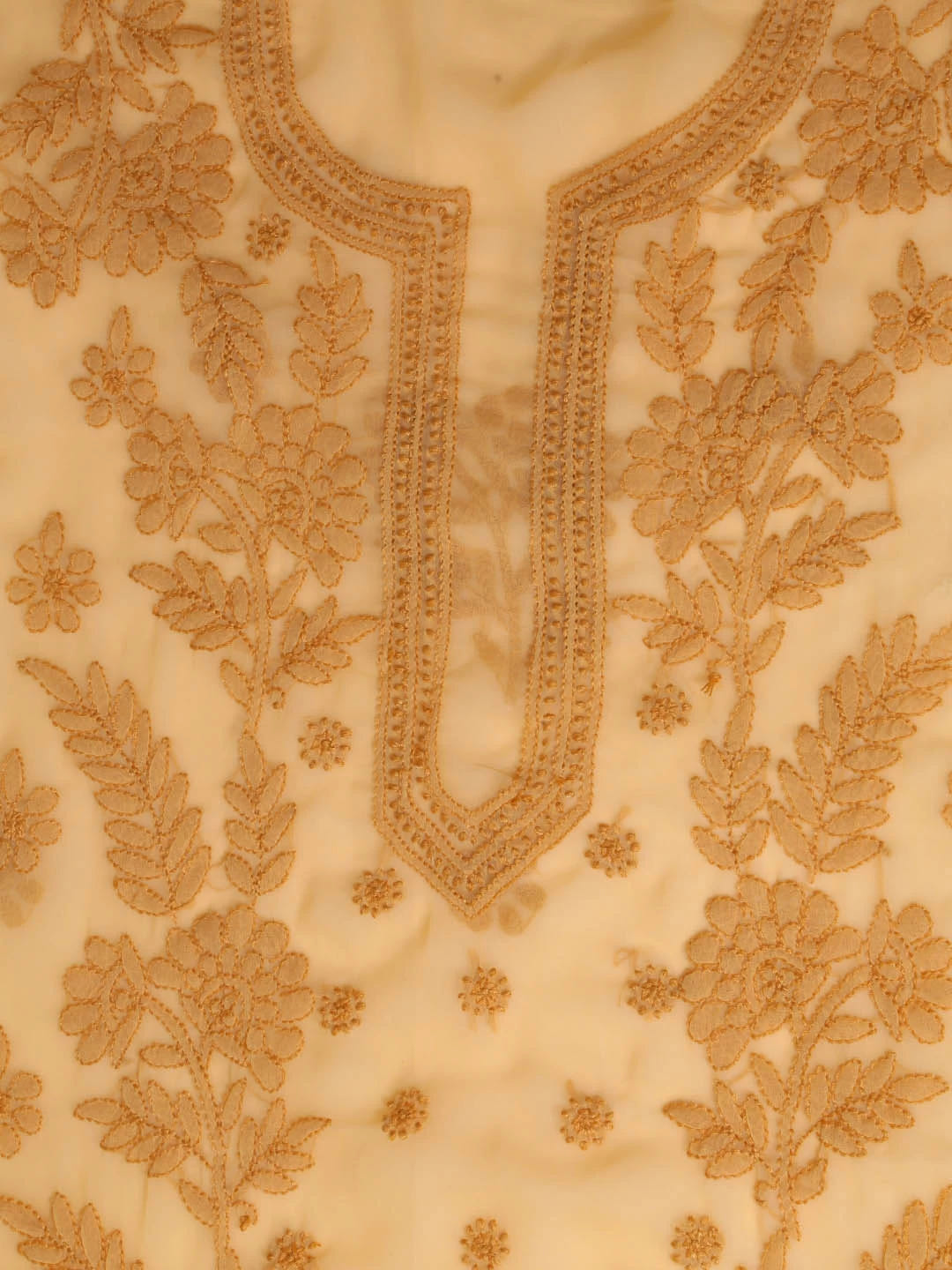 Ada Hand Embroidered Fawn Georgette Lucknowi Chikankari Unstitched Suit Piece A211266