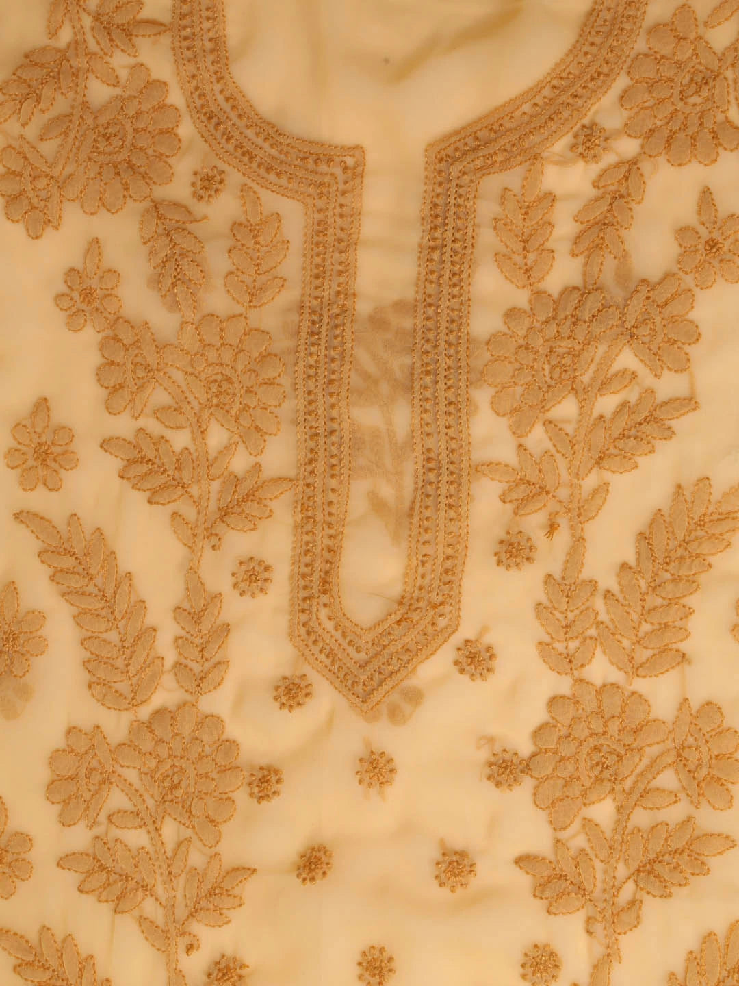 Ada Hand Embroidered Fawn Georgette Lucknowi Chikankari Unstitched Suit Piece A211266