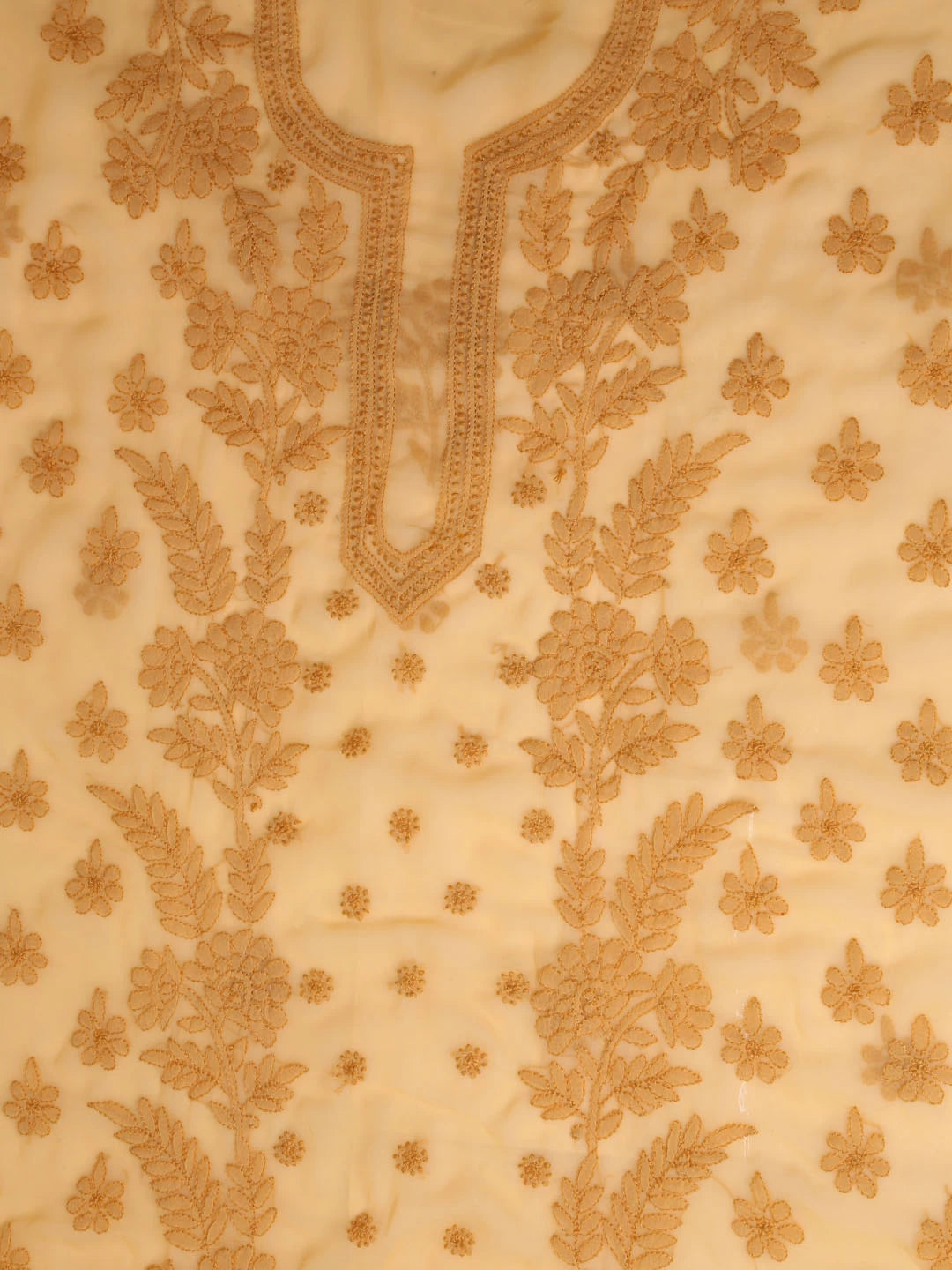 Ada Hand Embroidered Fawn Georgette Lucknowi Chikankari Unstitched Suit Piece A211266