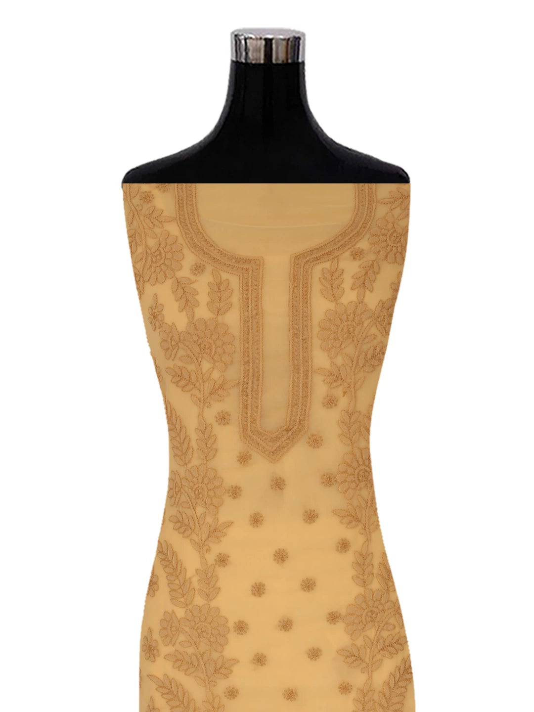 Ada Hand Embroidered Fawn Georgette Lucknowi Chikankari Unstitched Suit Piece A211266