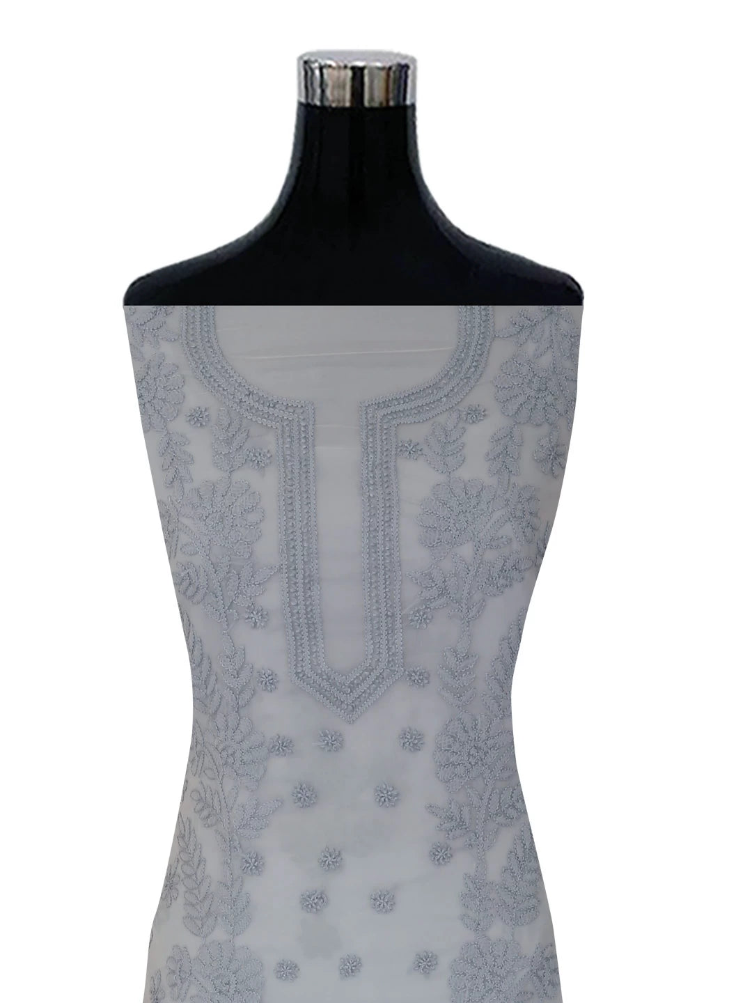 Ada Hand Embroidered Grey Georgette Lucknowi Chikankari Unstitched Suit Piece A211265