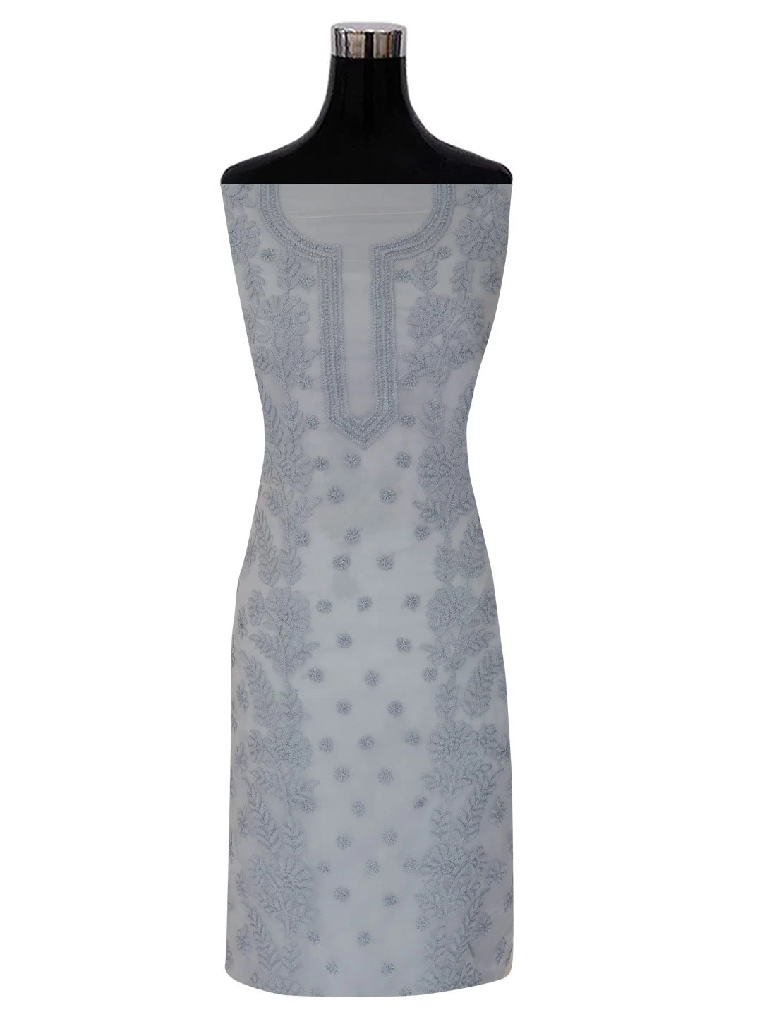 Ada Hand Embroidered Grey Georgette Lucknowi Chikankari Unstitched Suit Piece A211265