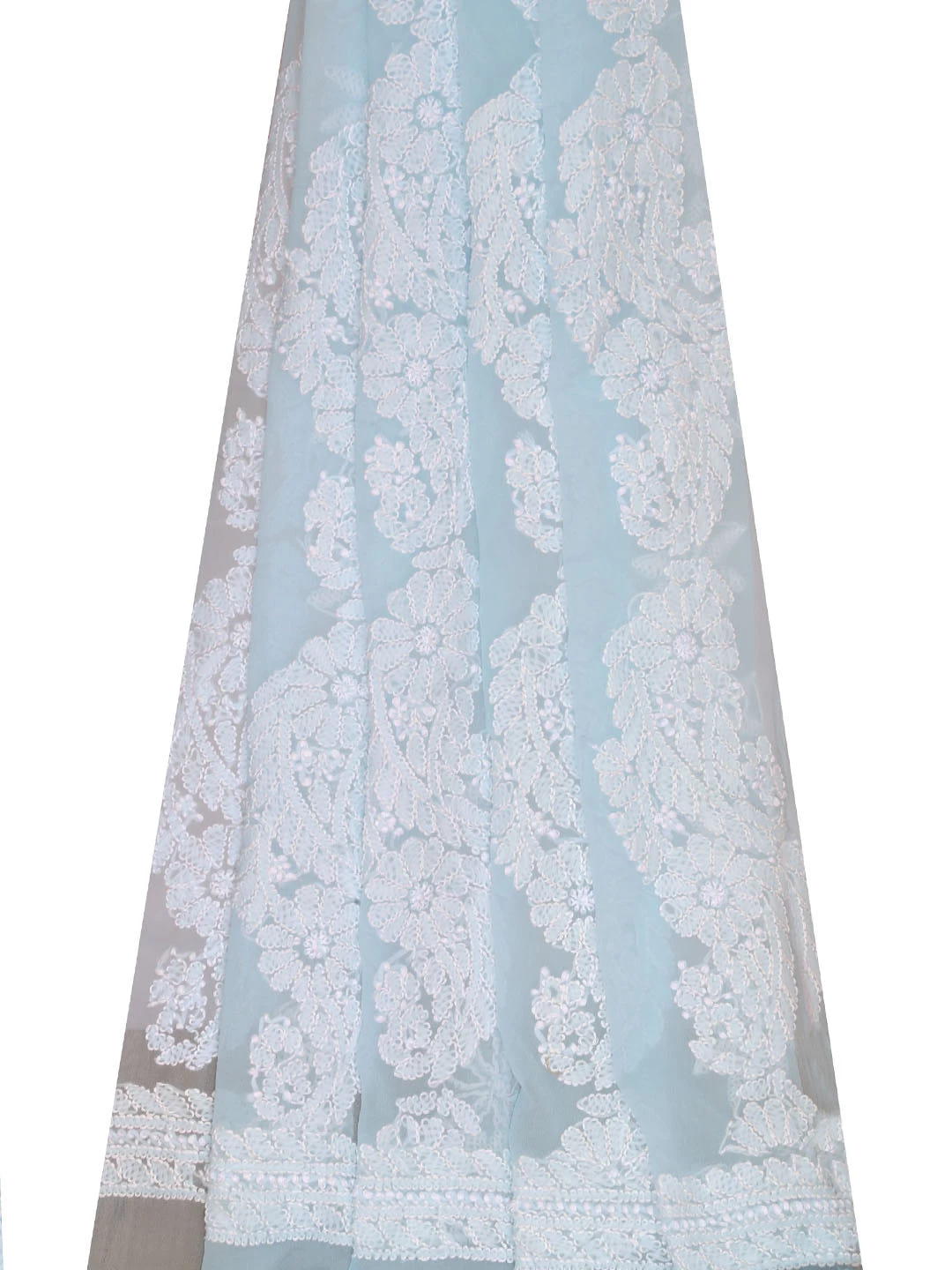 Ada Hand Embroidered Blue Georgette Lucknowi Chikankari Dupatta 01A410201