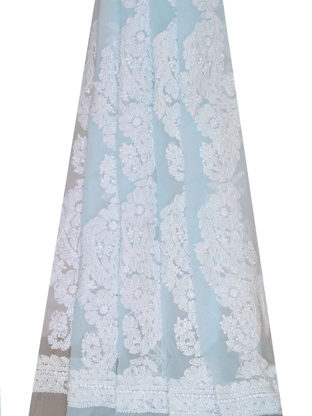 Ada Hand Embroidered Blue Georgette Lucknowi Chikankari Dupatta 01A410201