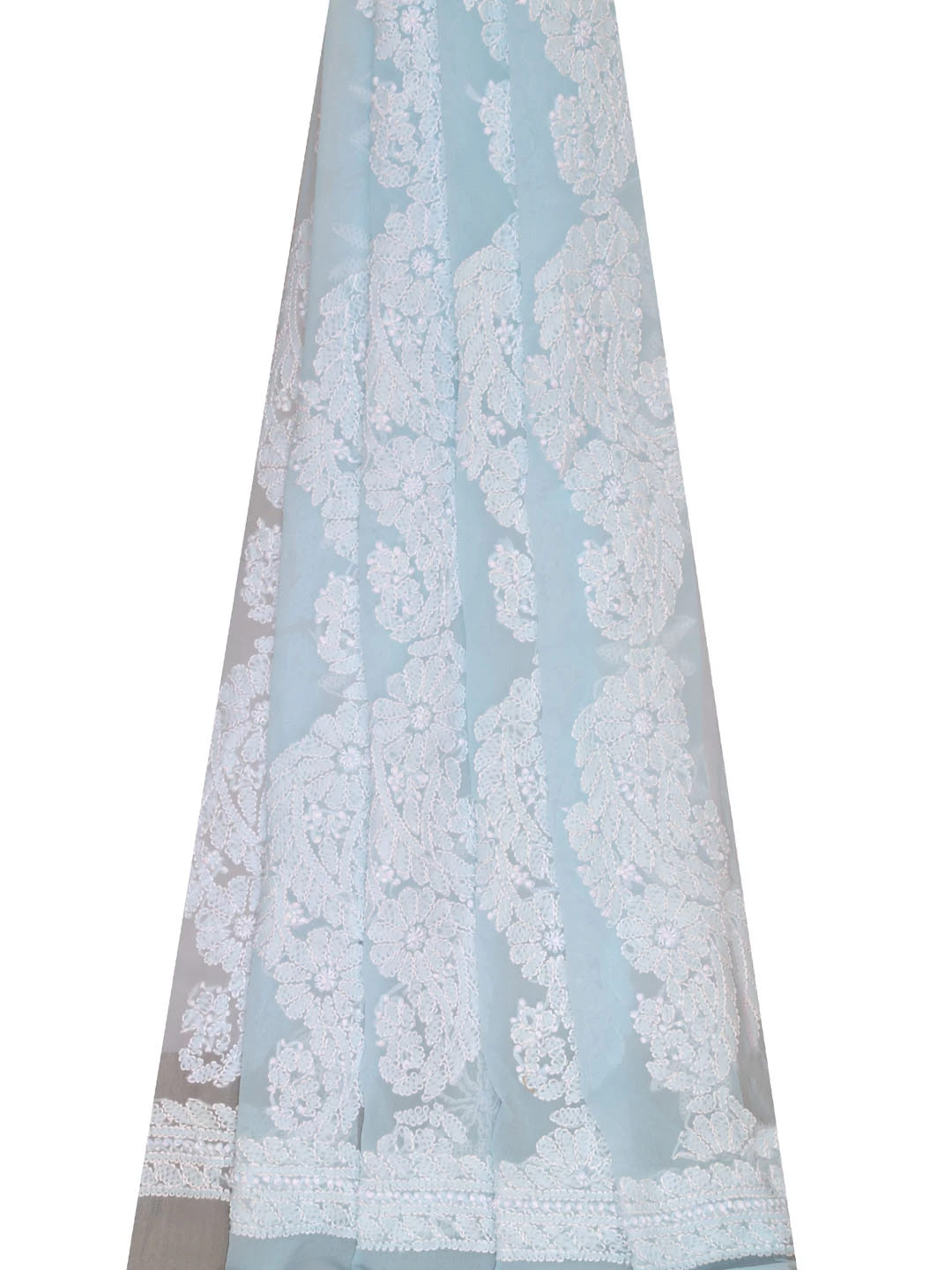 Ada Hand Embroidered Blue Georgette Lucknowi Chikankari Dupatta 01A410201